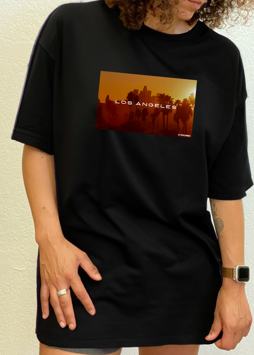 Spun Bamboo Los Angeles Unisex Bamboo Viscose/Organic Cotton Short Sleeve Graphic T-Shirt — side view