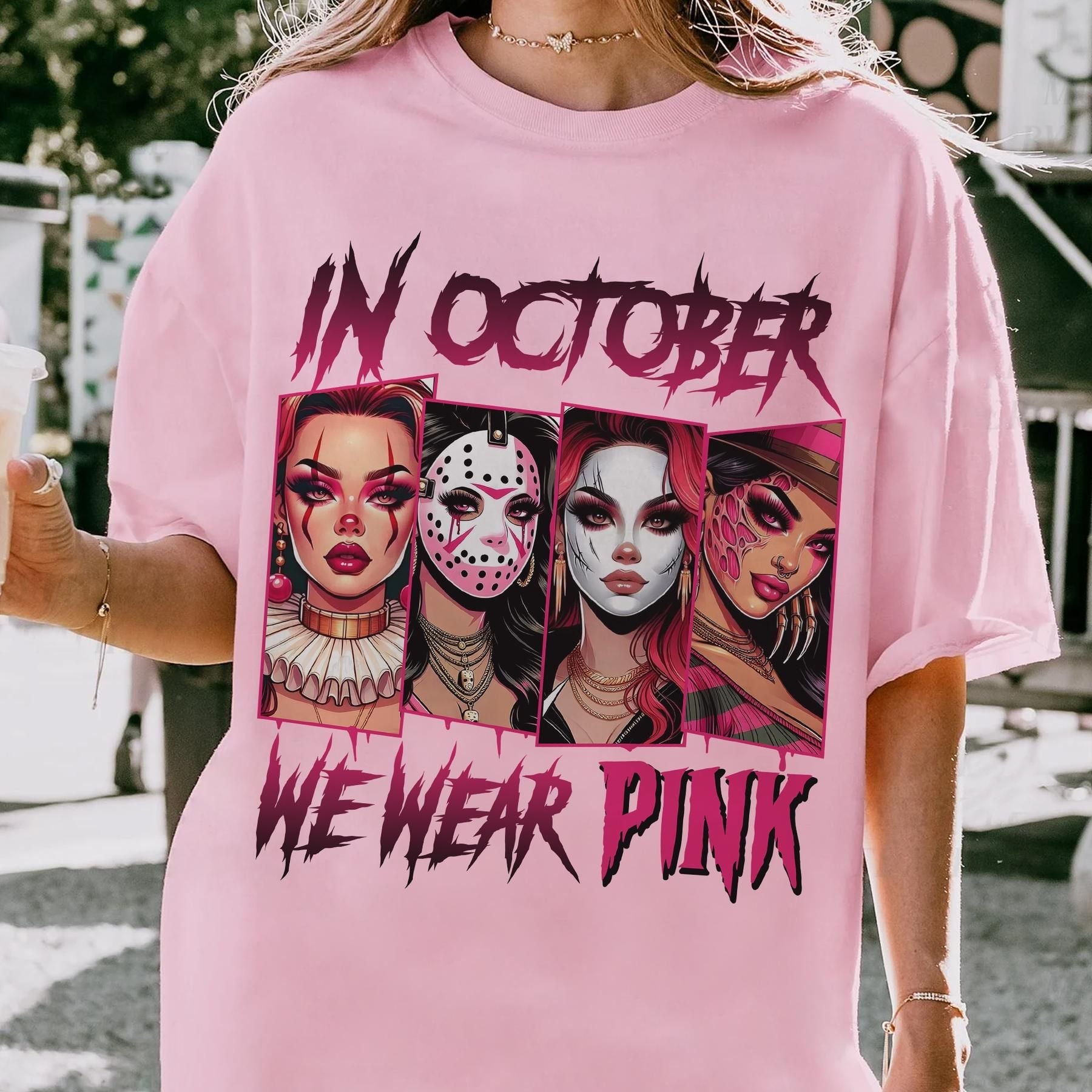 Pasimax "In October We Wear Pink" Horror T-Shirt — packaging