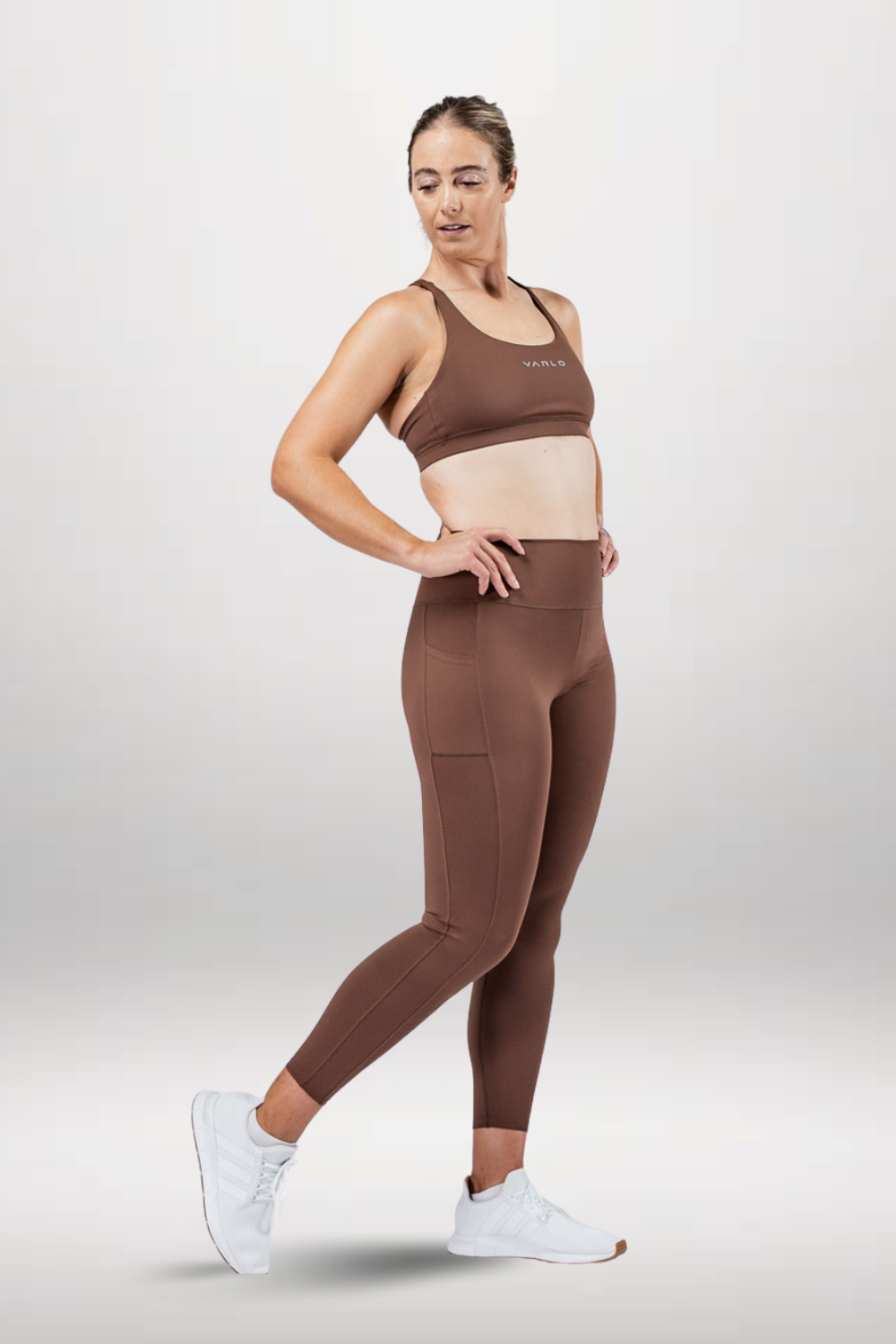 Varlo Women's SOHO Full Length High Waist Leggings (City Mocha) — size reference