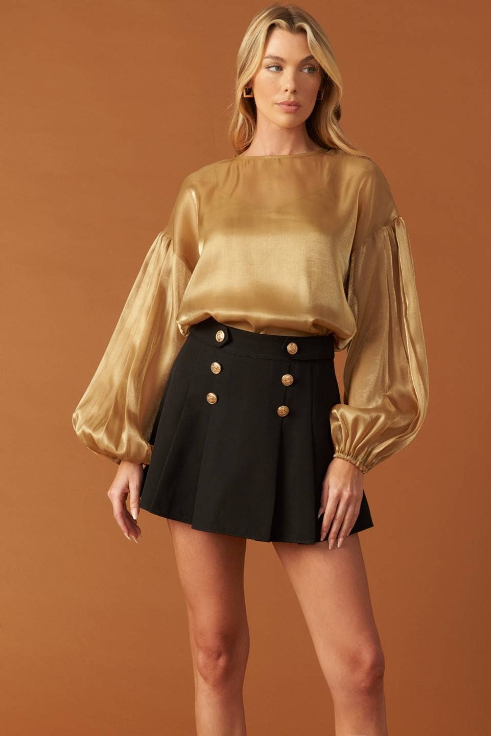 KADOU BOUTIQUE Drop Shoulder Bronze Blouse — main product shot