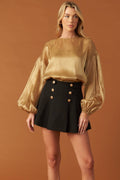KADOU BOUTIQUE Drop Shoulder Bronze Blouse — detail close-up