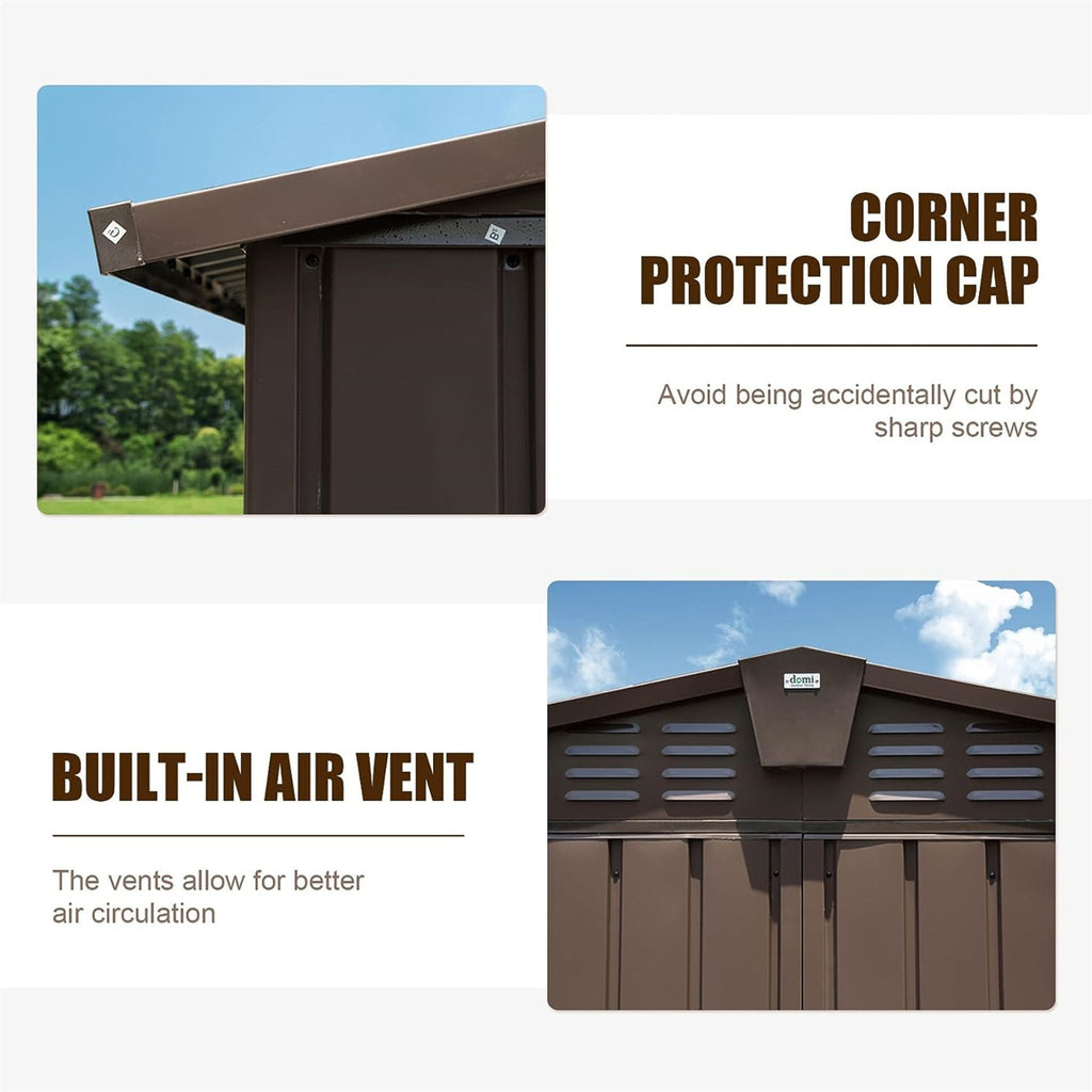 [11X12FT] Alora Outdoor Backyard Storage Metal Shed With Galvanized Steel Frame, Windows, And Lockable Doors (SAK60167) – SAK