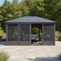 [11X14FT] Alora Meridian Premium Four Season Outdoor Aluminum Hardtop Gazebo Sunroom With Galvanized Steel Roof, Sliding Door