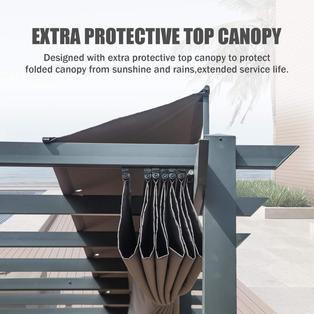 [11X20FT] Alora Premium Outdoor Retractable Aluminum Pergola With Weather-Resistant Canopy (SAK54612) – SAKSBY WHOLESALE, vie