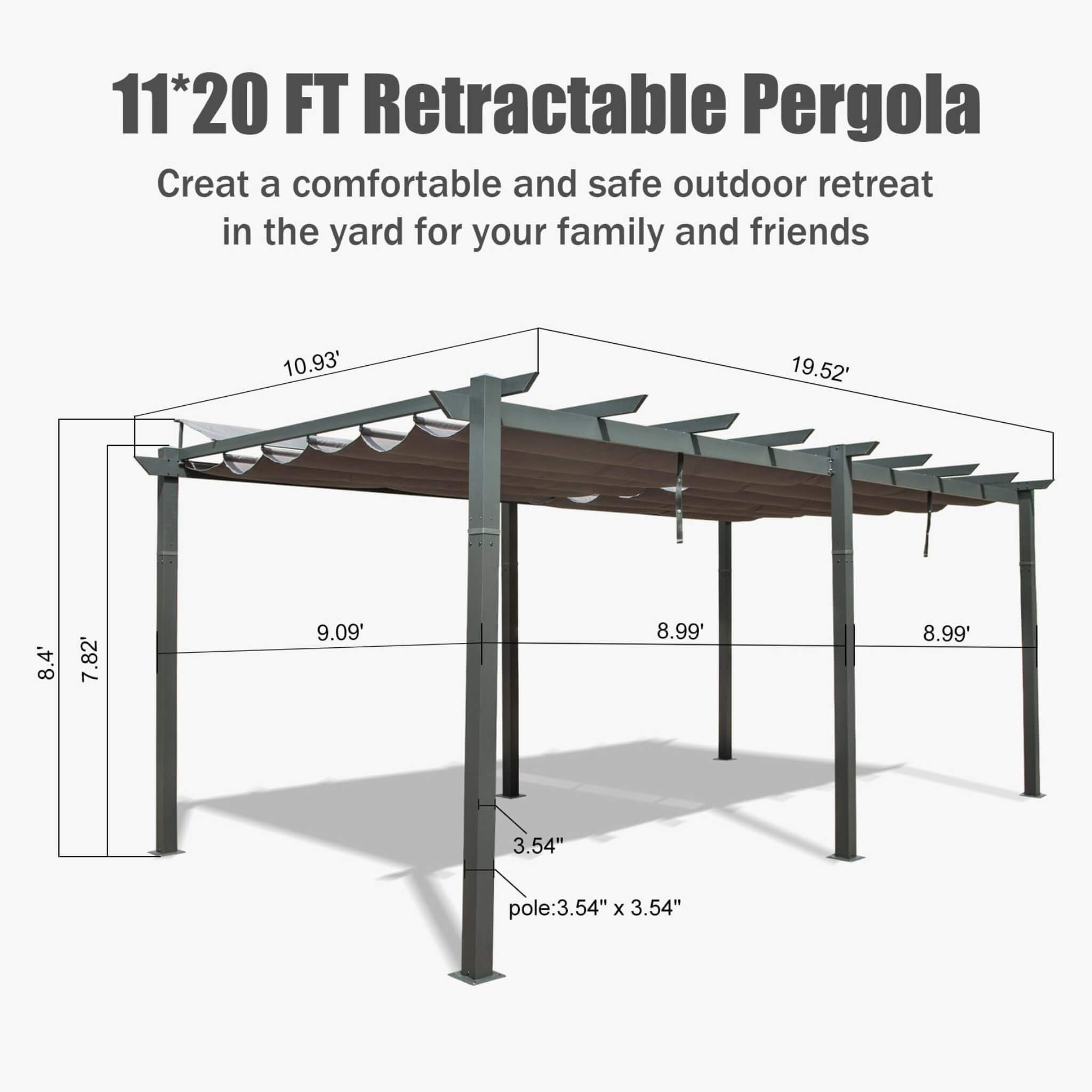 [11X20FT] Alora Premium Outdoor Retractable Aluminum Pergola With Weather-Resistant Canopy (SAK54612) – SAKSBY WHOLESALE, vie