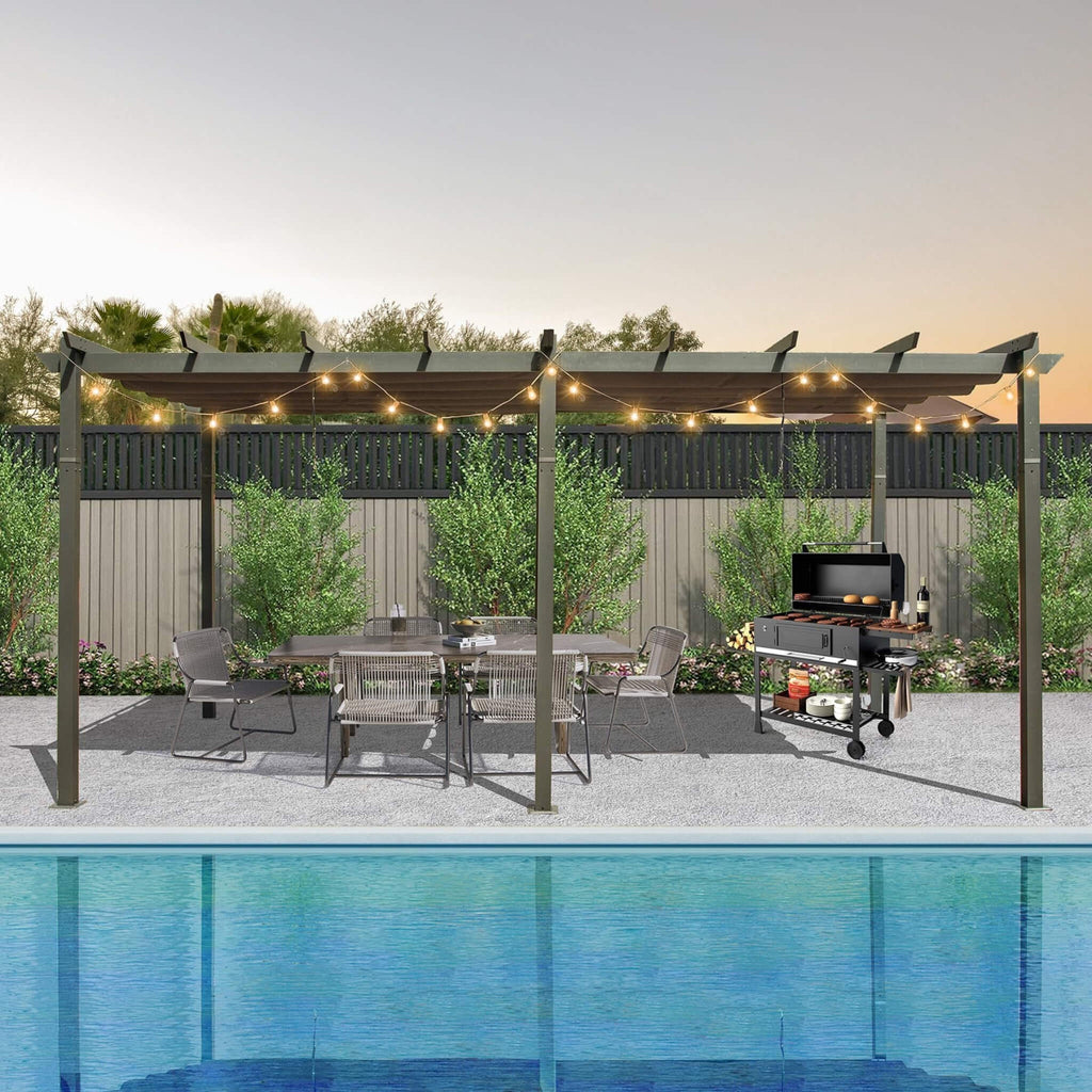 [11X20FT] Alora Premium Outdoor Retractable Aluminum Pergola With Weather-Resistant Canopy (SAK54612) – SAKSBY WHOLESALE
