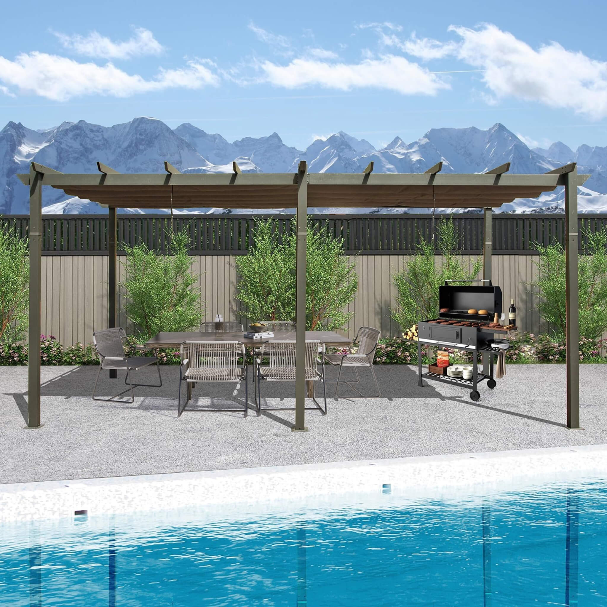 [11X20FT] Alora Premium Outdoor Retractable Aluminum Pergola With Weather-Resistant Canopy (SAK54612) – SAKSBY WHOLESALE, vie