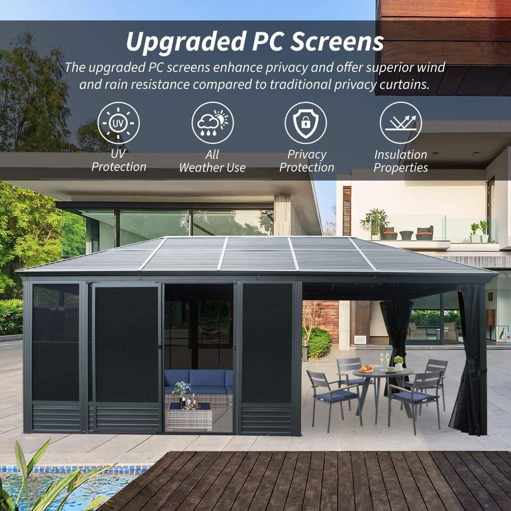 [11X21FT] Alora Outdoor All-Season Solarium Sunroom Gazebo With Galvanized Steel Roof (SAK42018) – SAKSBY WHOLESALE, view 6