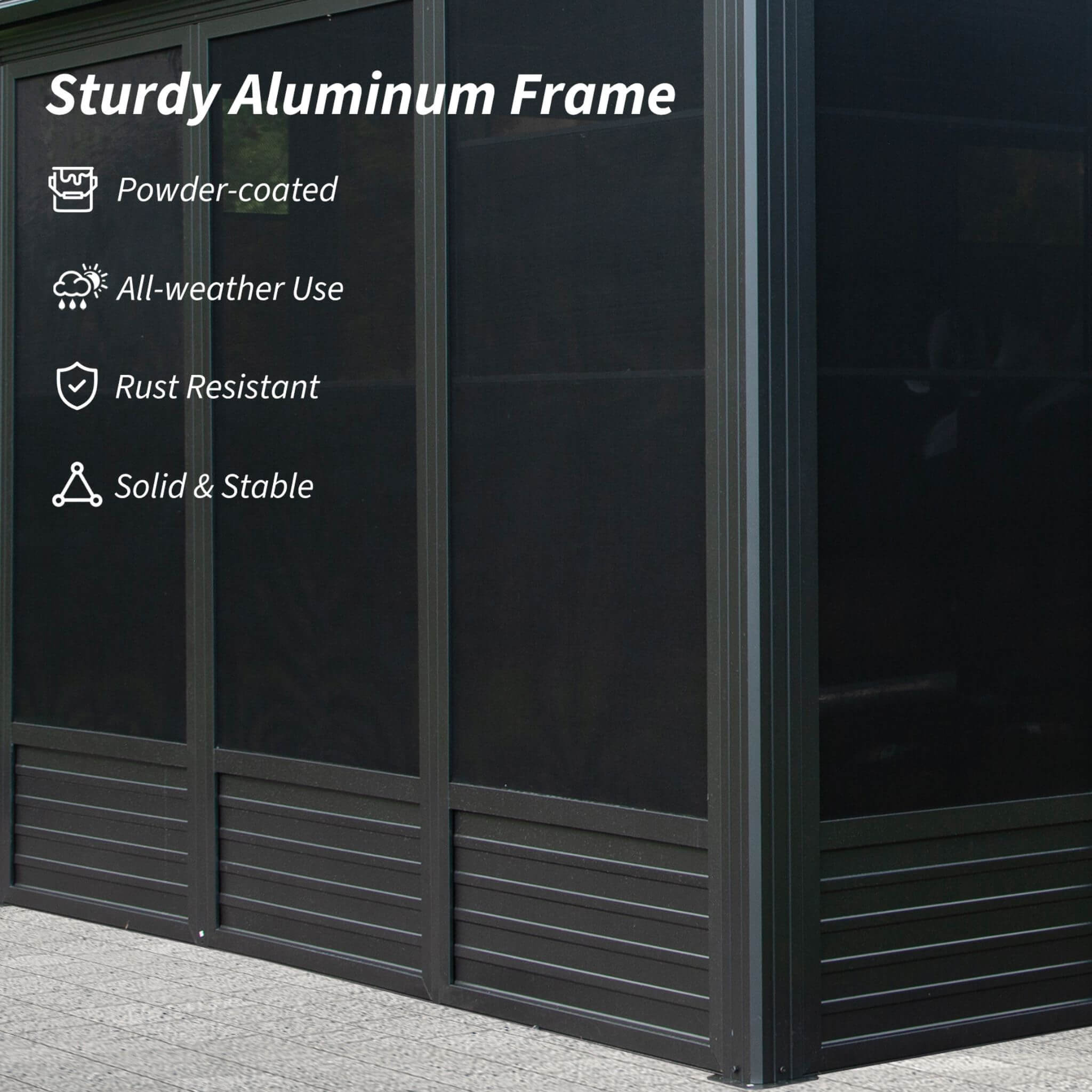 [11X21FT] Alora Outdoor All-Season Solarium Sunroom Gazebo With Galvanized Steel Roof (SAK42018) – SAKSBY WHOLESALE, view 7