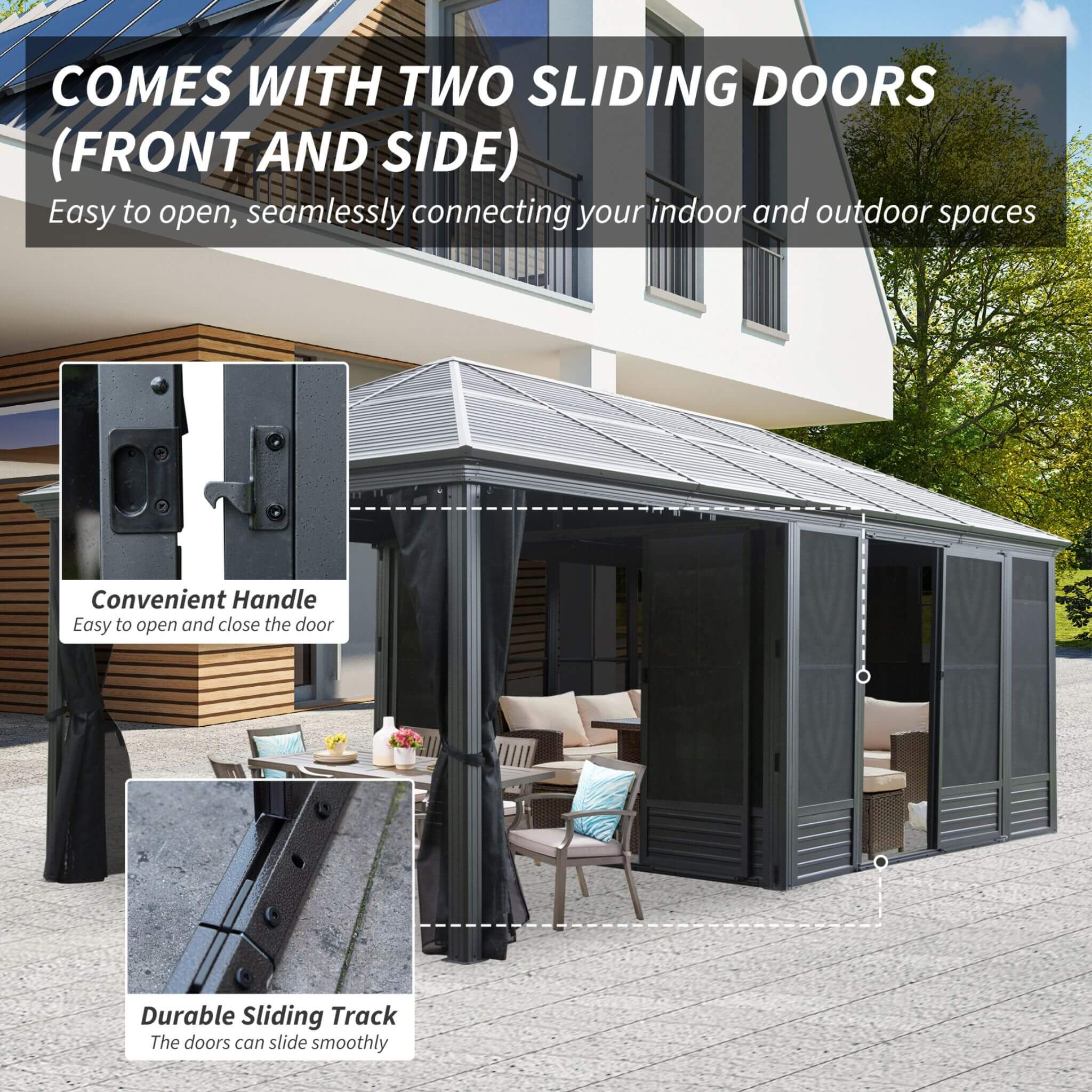 [11X21FT] Alora Outdoor All-Season Solarium Sunroom Gazebo With Galvanized Steel Roof (SAK42018) – SAKSBY WHOLESALE, view 9
