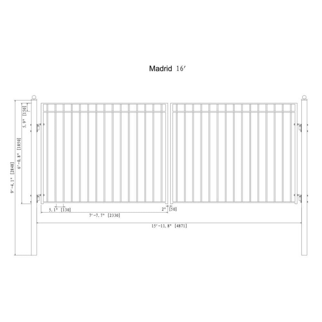 [12-18FT] Heavy-Duty Madrid-Style Premium Steel Dual-Swing Driveway Gate (SAK38546) – SAKSBY WHOLESALE, view 8