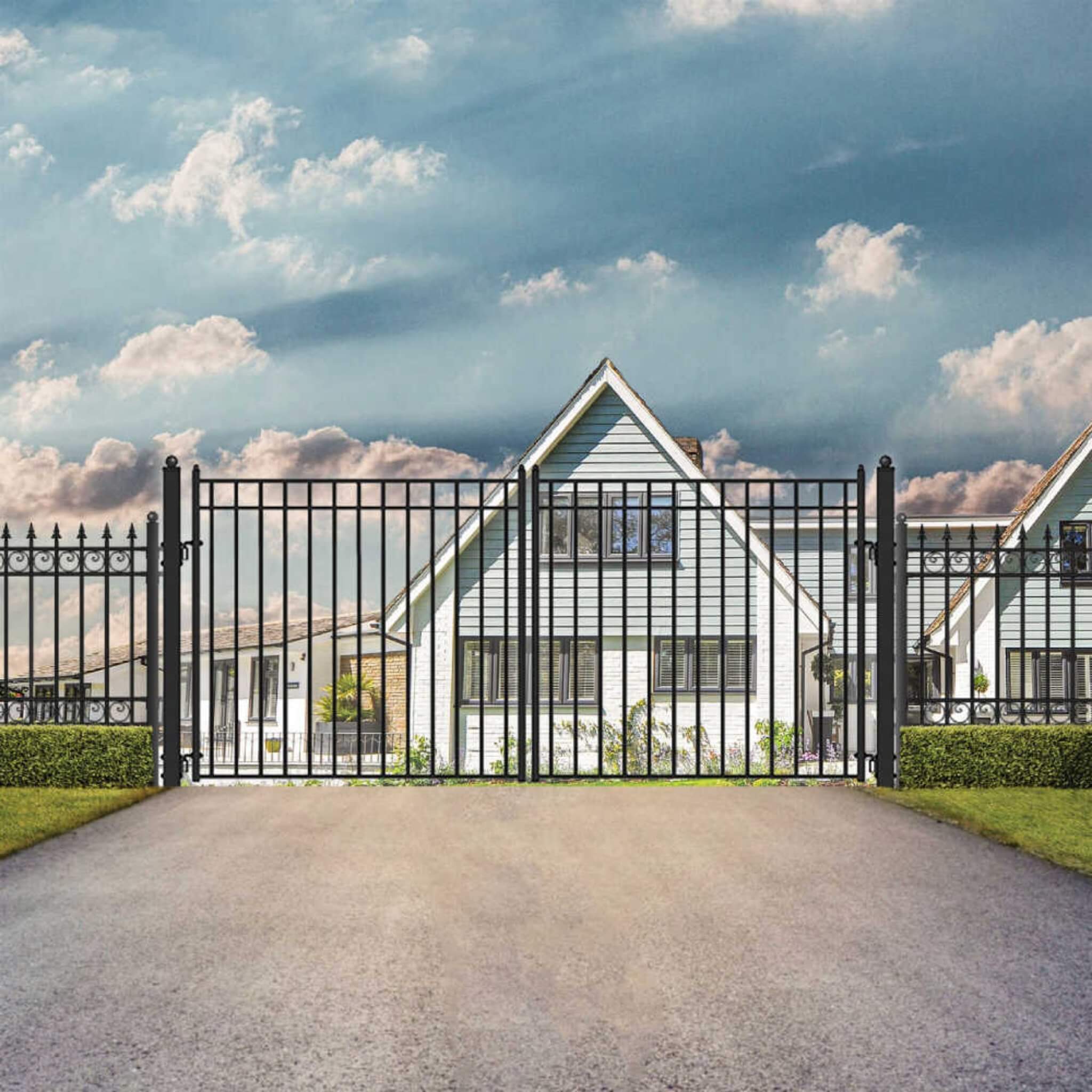 [12-18FT] Heavy-Duty Madrid-Style Premium Steel Dual-Swing Driveway Gate (SAK38546) – SAKSBY WHOLESALE, view 3