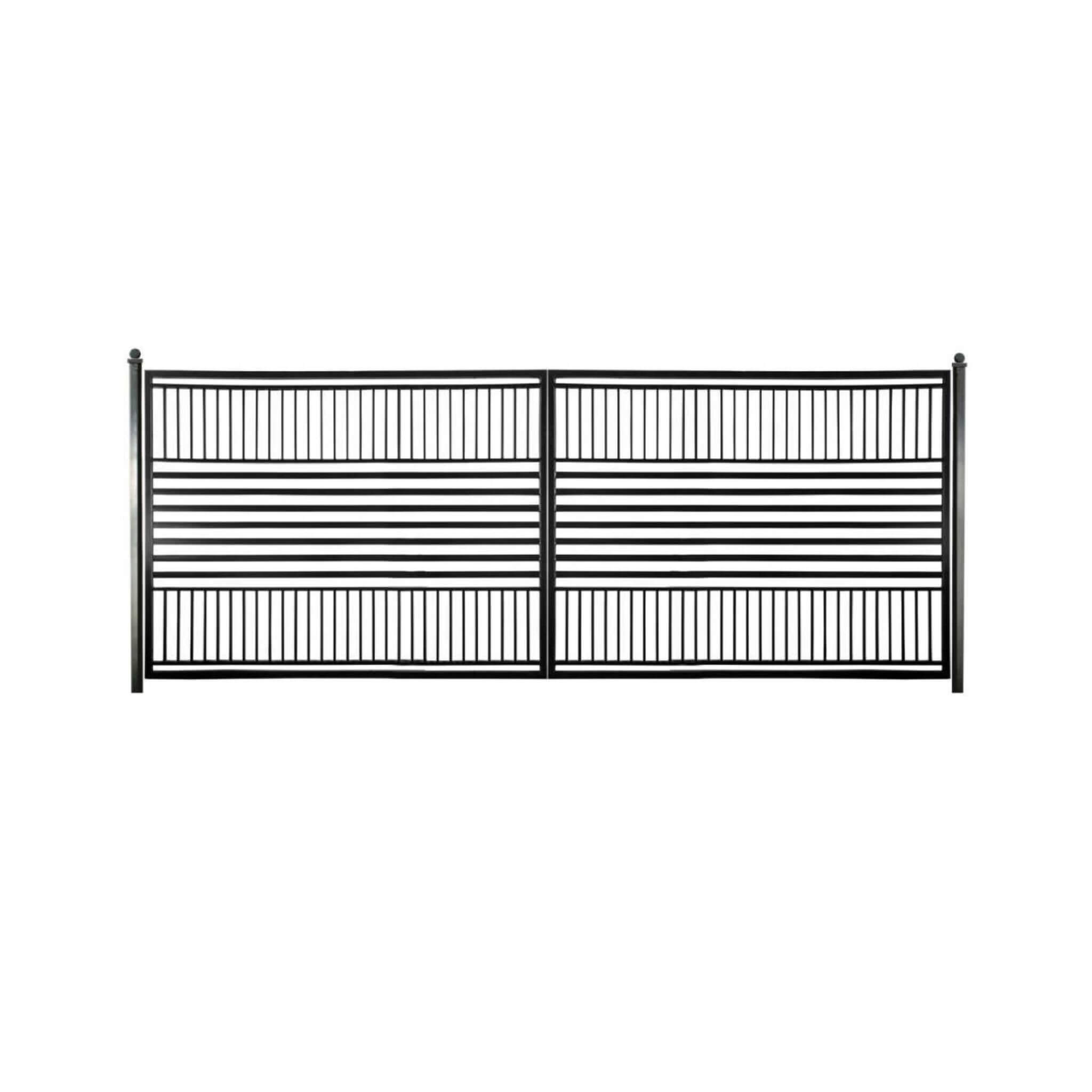[12-18FT] Heavy-Duty Barcelona-Style Powder-Coated Steel Galvanized Dual Swing Driveway Gate (SAK25978) – SAKSBY WHOLESALE