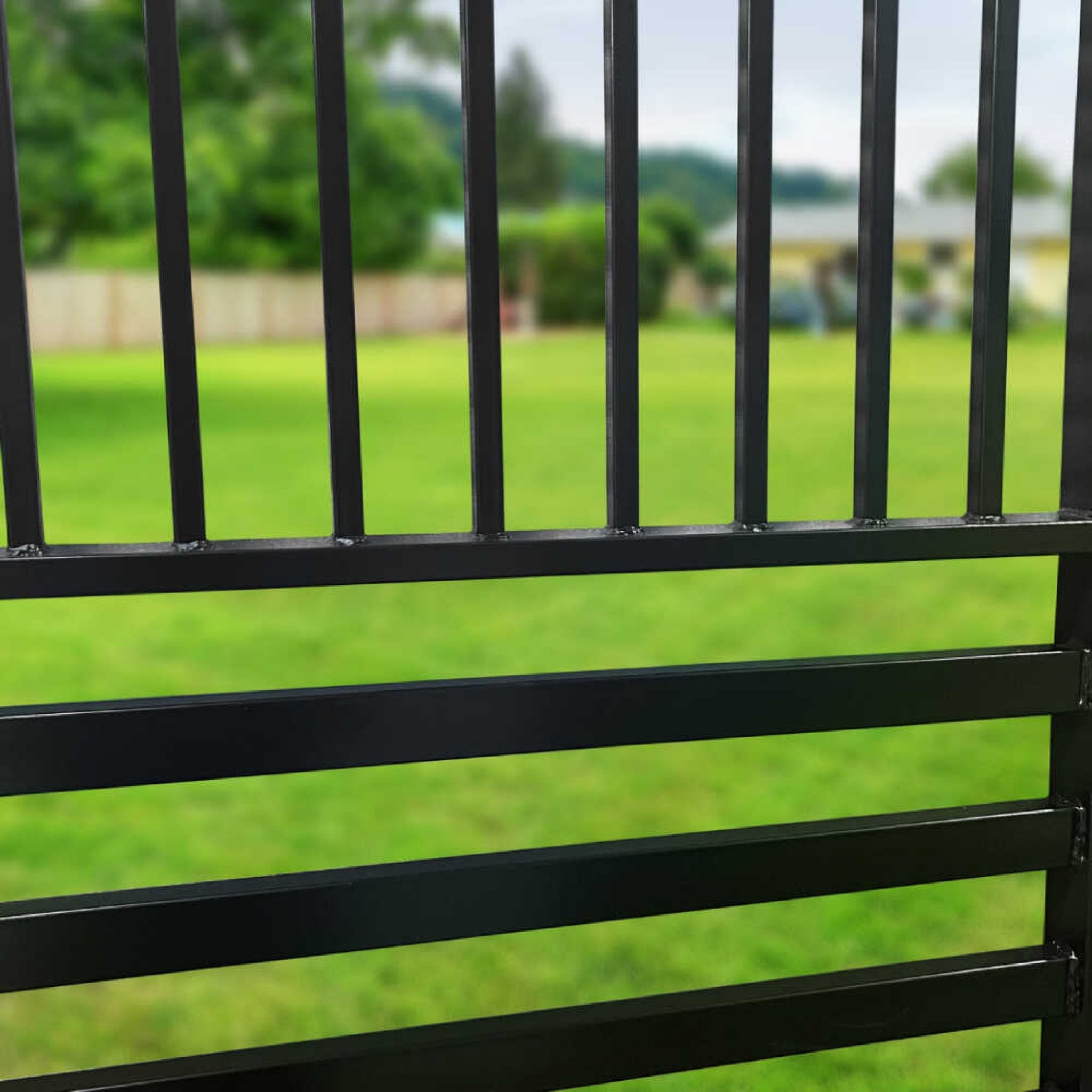 [12-18FT] Heavy-Duty Barcelona-Style Powder-Coated Steel Galvanized Dual Swing Driveway Gate (SAK25978) – SAKSBY WHOLESALE, v