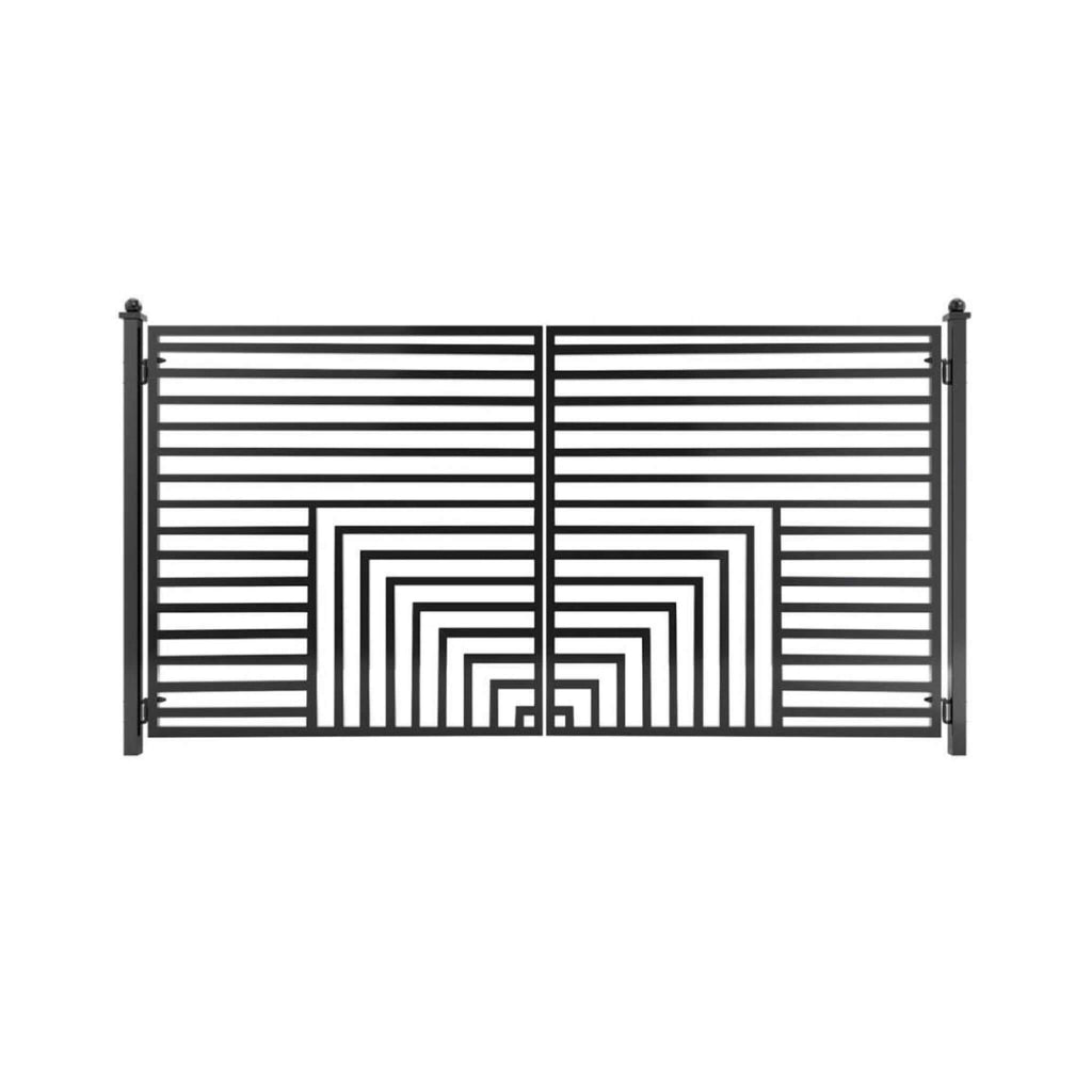 [12-18FT] Heavy-Duty Florence-Style Powder-Coated Galvanized Steel Dual-Swing Driveway Gate (SAK48168) – SAKSBY WHOLESALE