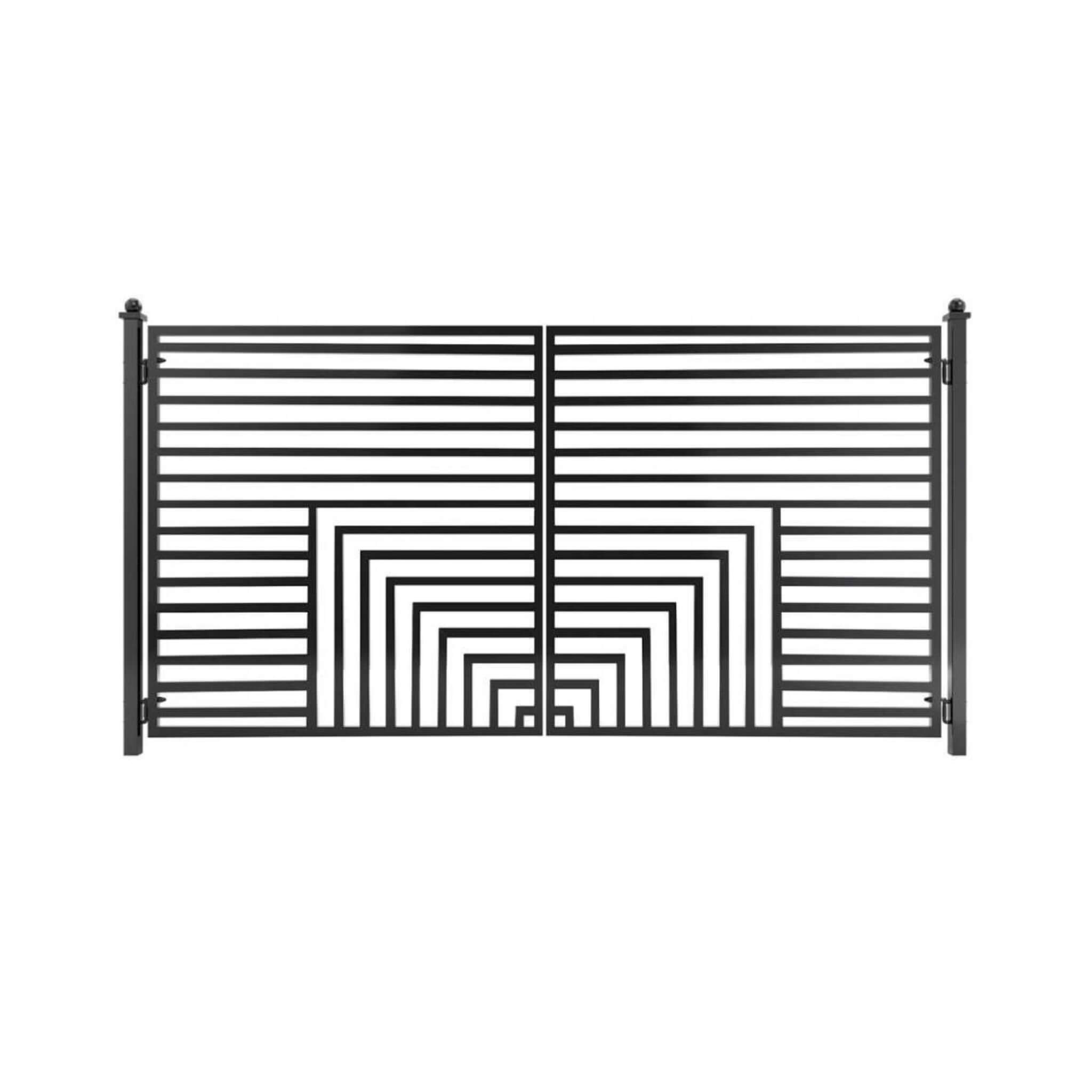 [12-18FT] Heavy-Duty Florence-Style Powder-Coated Galvanized Steel Dual-Swing Driveway Gate (SAK48168) – SAKSBY WHOLESALE