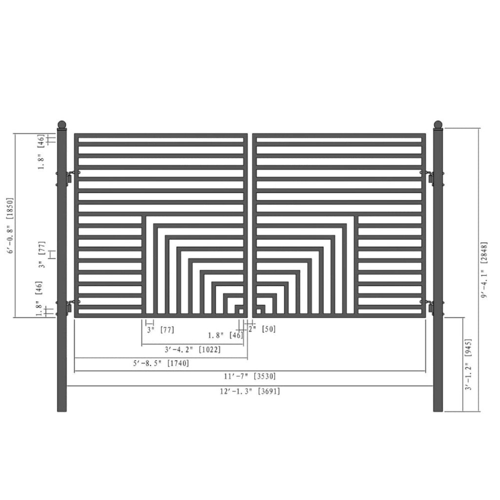 [12-18FT] Heavy-Duty Florence-Style Powder-Coated Galvanized Steel Dual-Swing Driveway Gate (SAK48168) – SAKSBY WHOLESALE, vi
