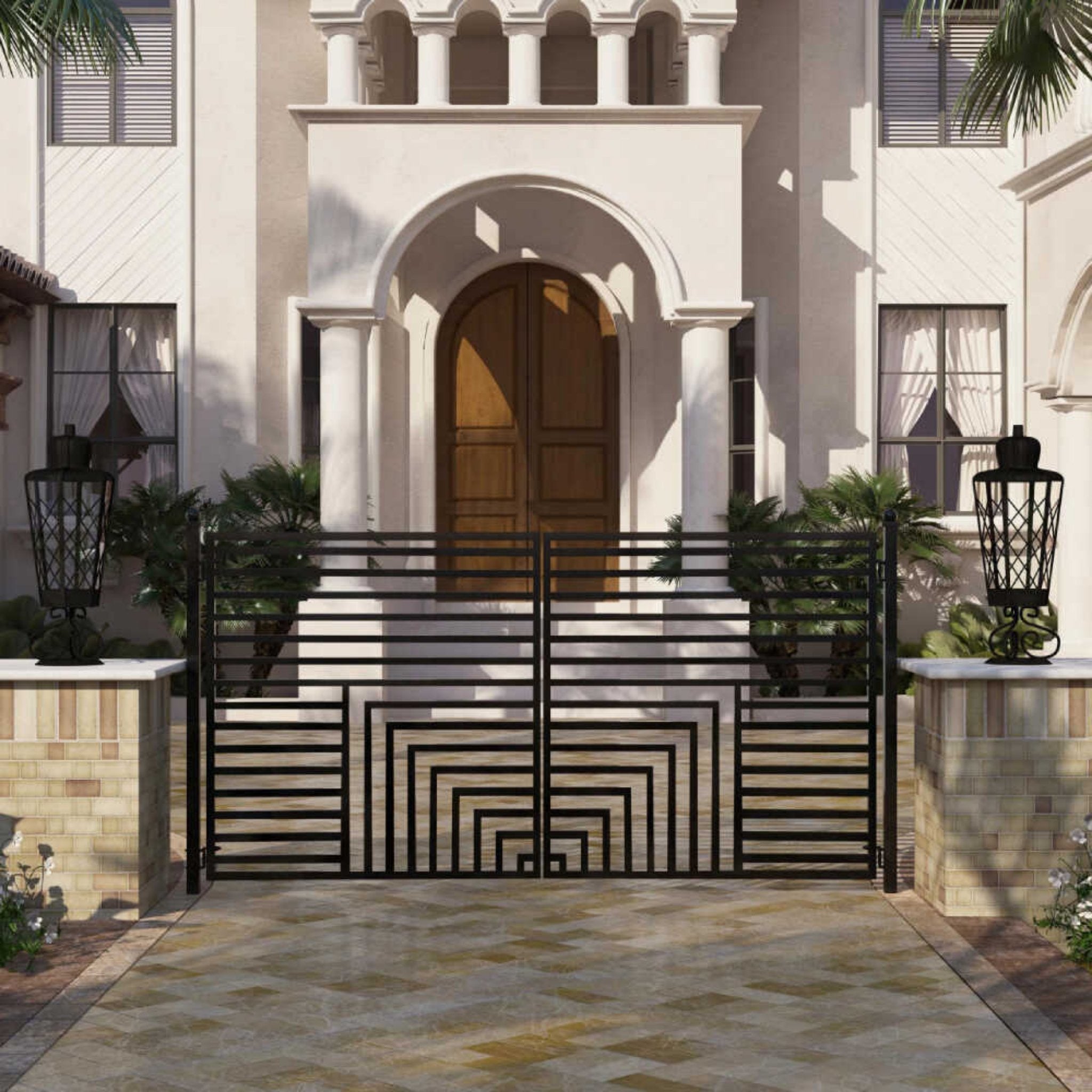 [12-18FT] Heavy-Duty Florence-Style Powder-Coated Galvanized Steel Dual-Swing Driveway Gate (SAK48168) – SAKSBY WHOLESALE, vi