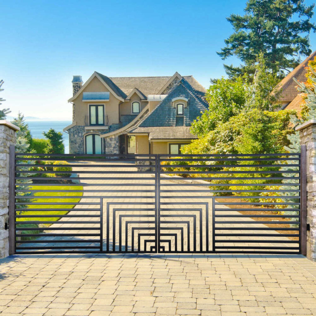 [12-18FT] Heavy-Duty Florence-Style Powder-Coated Galvanized Steel Dual-Swing Driveway Gate (SAK48168) – SAKSBY WHOLESALE, vi