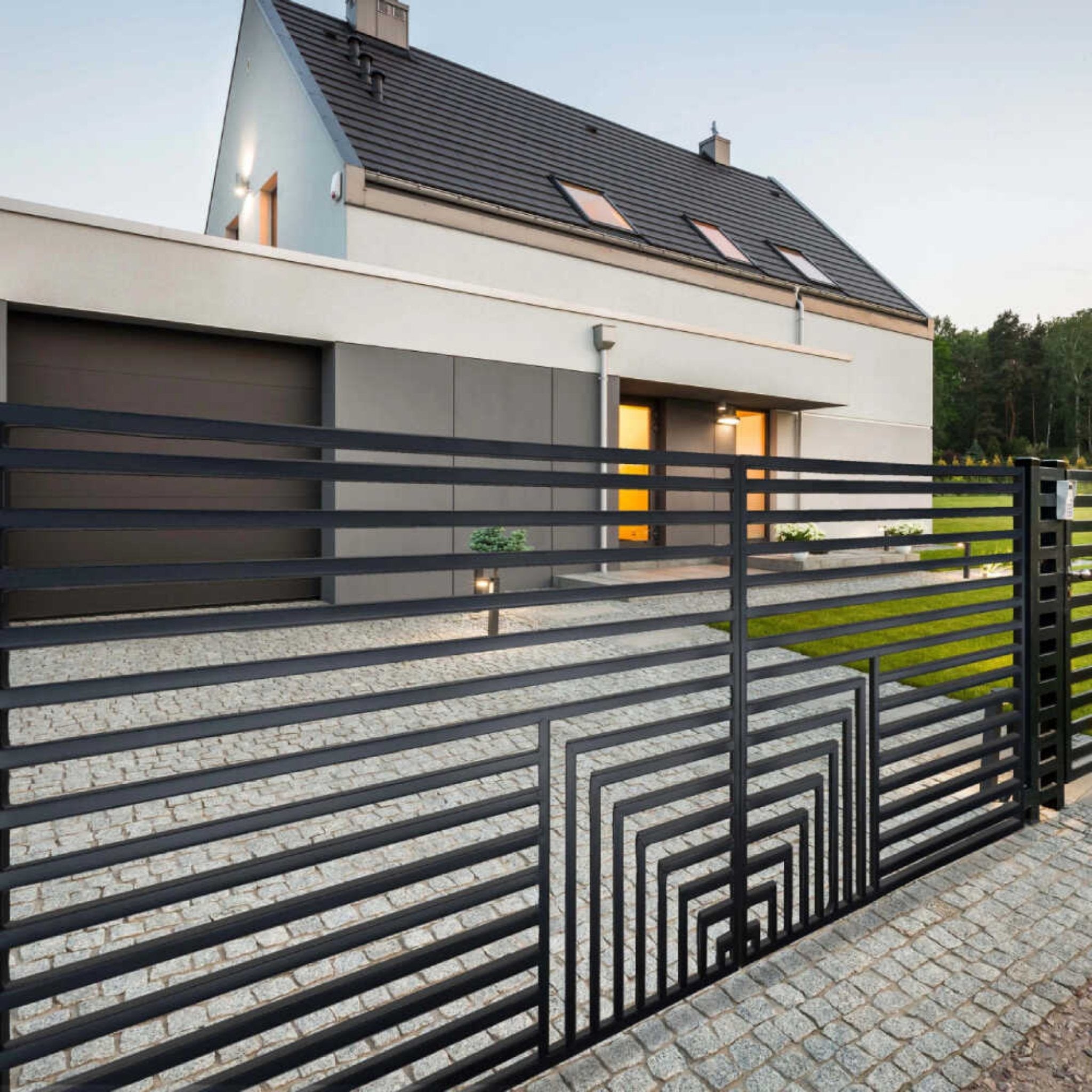 [12-18FT] Heavy-Duty Florence-Style Powder-Coated Galvanized Steel Dual-Swing Driveway Gate (SAK48168) – SAKSBY WHOLESALE, vi
