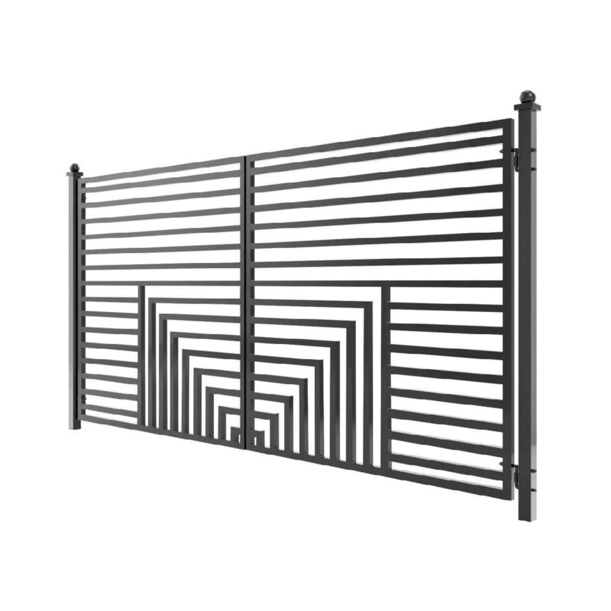 [12-18FT] Heavy-Duty Florence-Style Powder-Coated Galvanized Steel Dual-Swing Driveway Gate (SAK48168) – SAKSBY WHOLESALE, vi