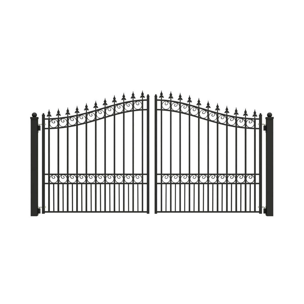[12-18FT] Heavy-Duty London-Style Powder-Coated Galvanized Steel Dual-Swing Driveway Gate (SAK48520) – SAKSBY WHOLESALE