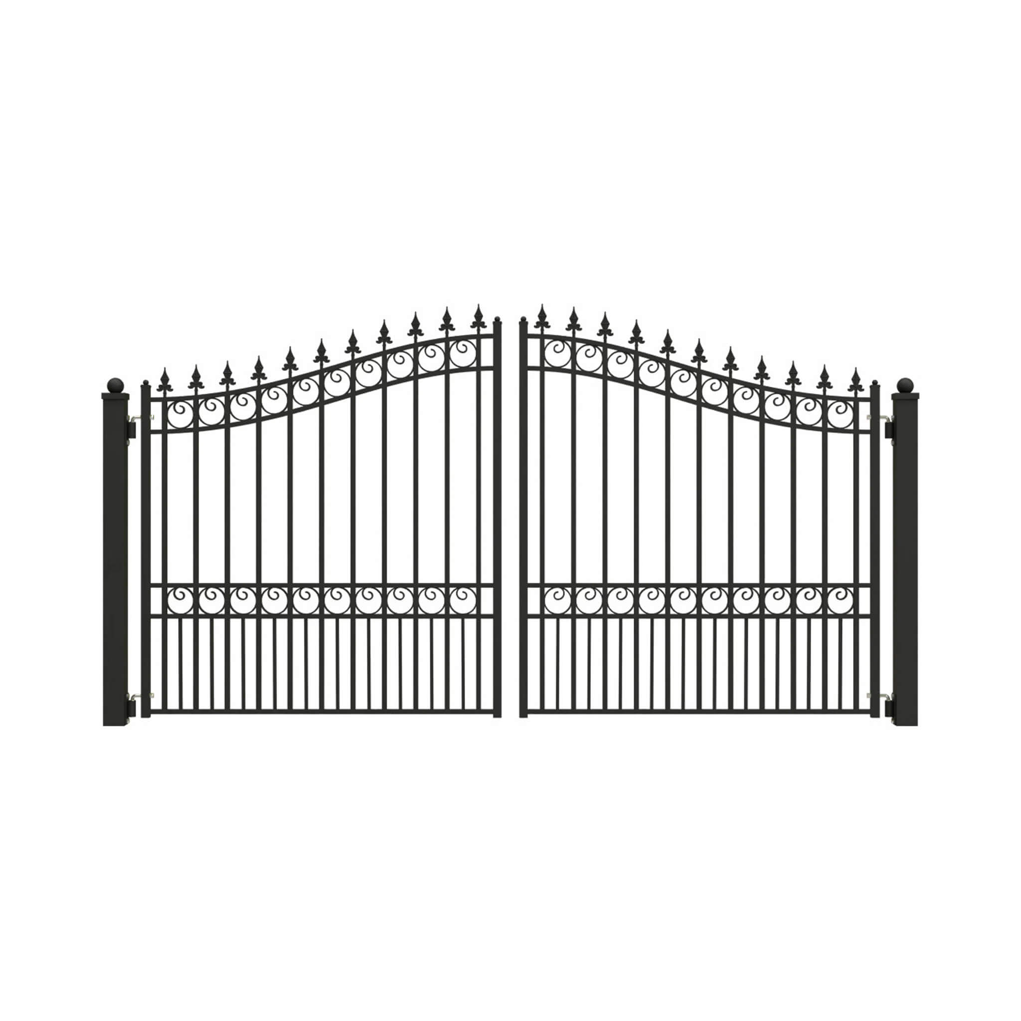 [12-18FT] Heavy-Duty London-Style Powder-Coated Galvanized Steel Dual-Swing Driveway Gate (SAK48520) – SAKSBY WHOLESALE