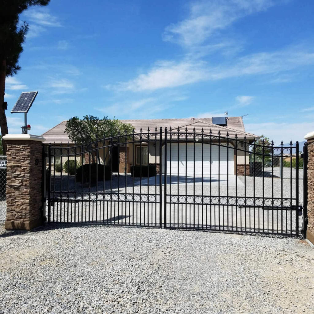 [12-18FT] Heavy-Duty London-Style Powder-Coated Galvanized Steel Dual-Swing Driveway Gate (SAK48520) – SAKSBY WHOLESALE, view