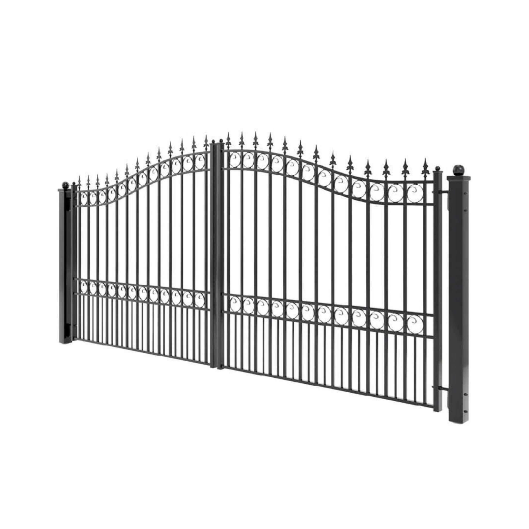[12-18FT] Heavy-Duty London-Style Powder-Coated Galvanized Steel Dual-Swing Driveway Gate (SAK48520) – SAKSBY WHOLESALE, view