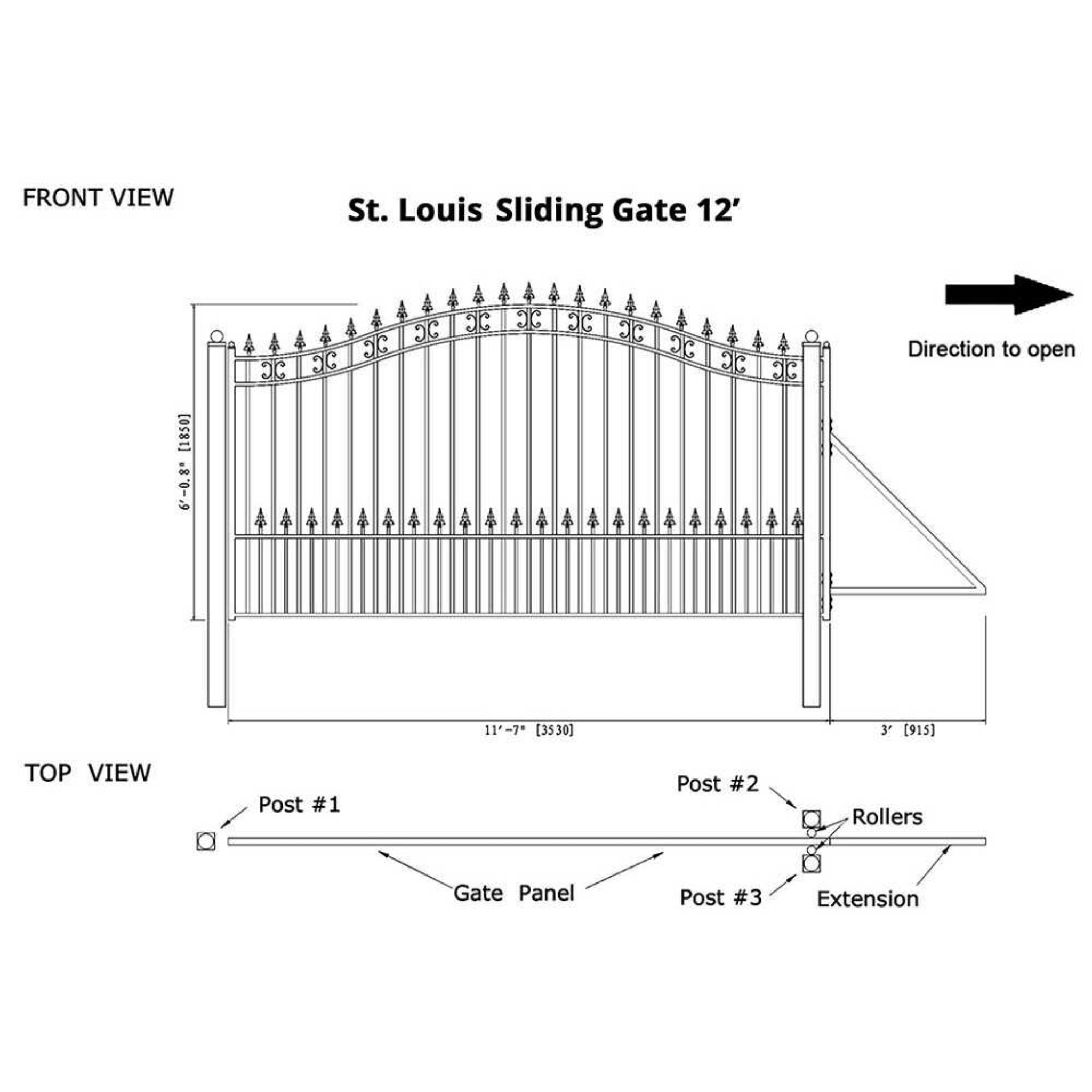 [12-18FT] Heavy-Duty St. Louis-Style Steel Sliding Driveway Gate (SAK64978) – SAKSBY WHOLESALE, view 14