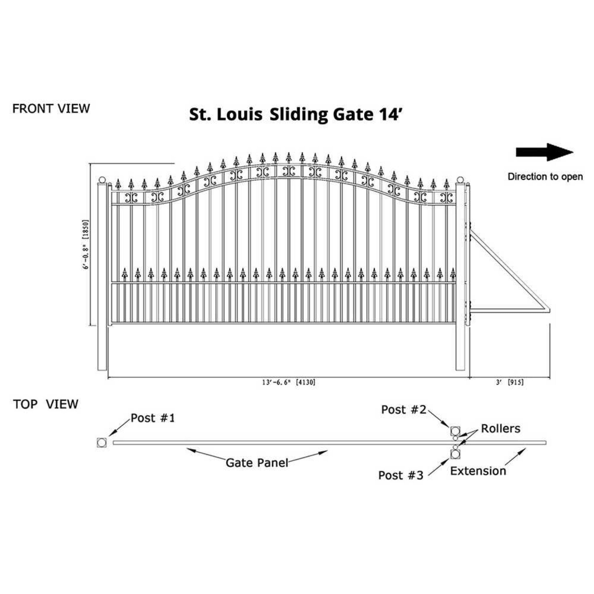 [12-18FT] Heavy-Duty St. Louis-Style Steel Sliding Driveway Gate (SAK64978) – SAKSBY WHOLESALE, view 15