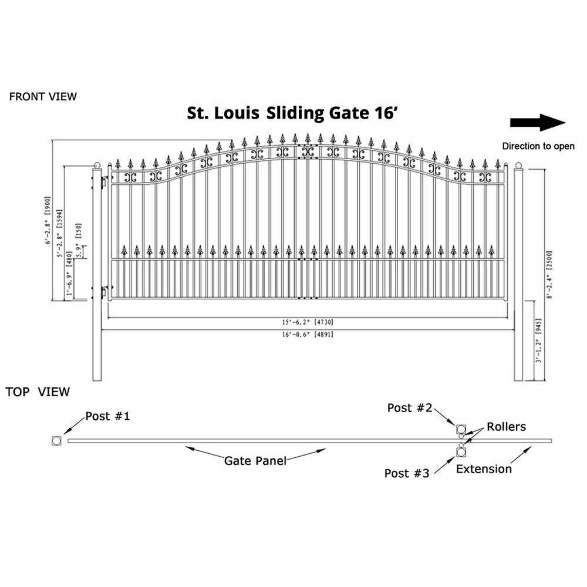 [12-18FT] Heavy-Duty St. Louis-Style Steel Sliding Driveway Gate (SAK64978) – SAKSBY WHOLESALE, view 16