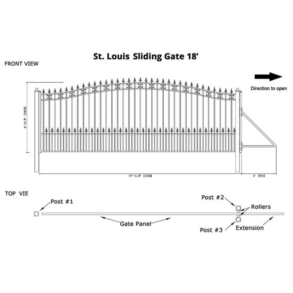 [12-18FT] Heavy-Duty St. Louis-Style Steel Sliding Driveway Gate (SAK64978) – SAKSBY WHOLESALE, view 17