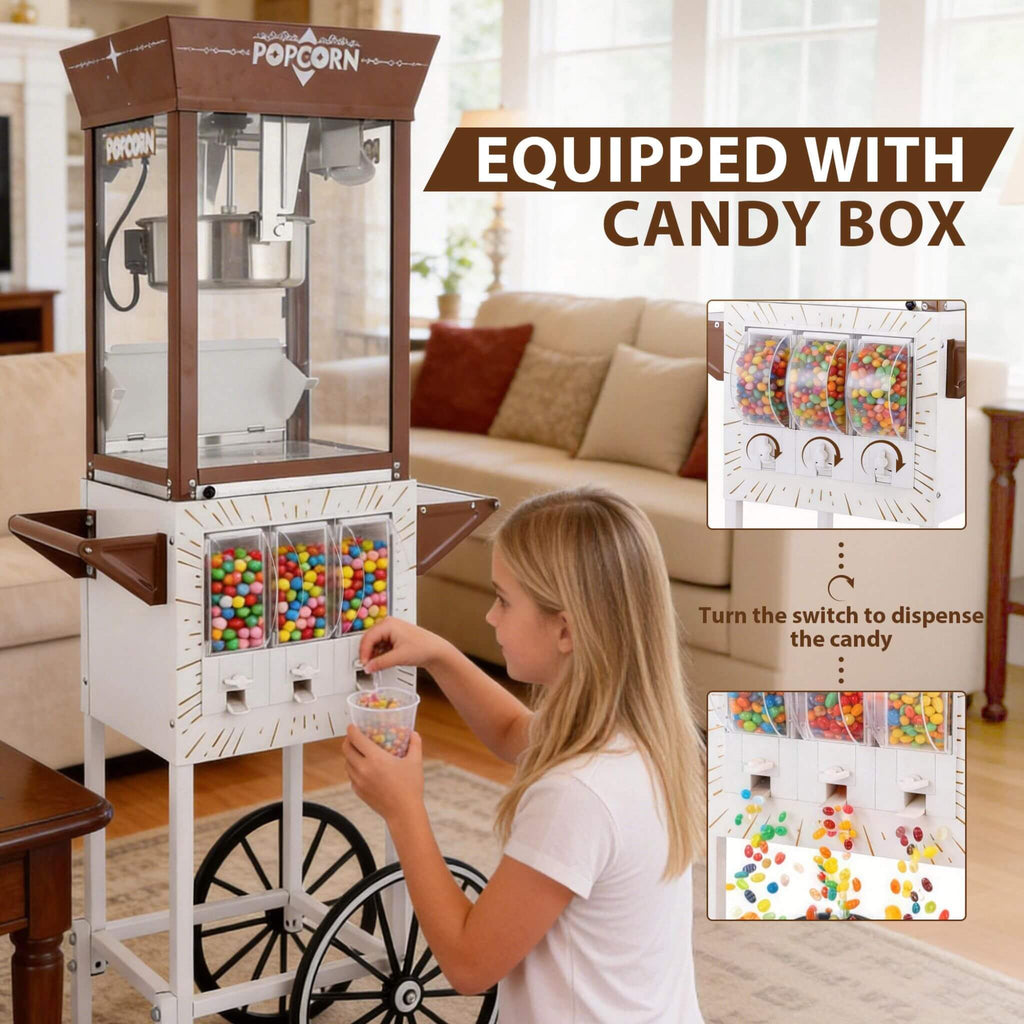 12-Ounce Commercial Retro Popcorn Machine Cart With Candy Boxes (SAK80954) – SAKSBY WHOLESALE, view 7