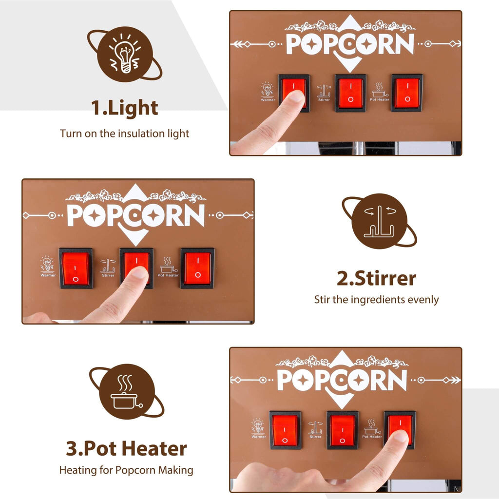 12-Ounce Commercial Retro Popcorn Machine Cart With Candy Boxes (SAK80954) – SAKSBY WHOLESALE, view 4