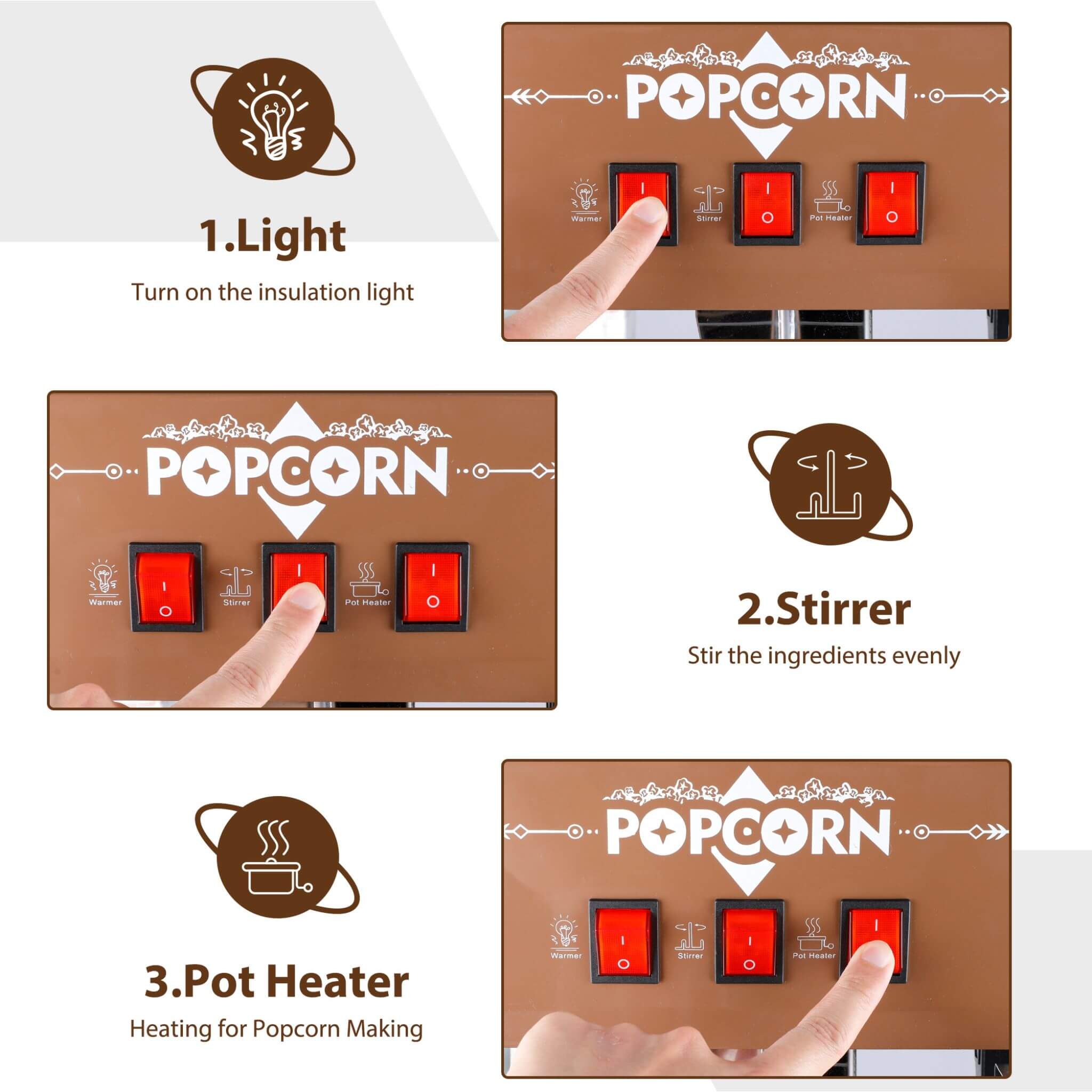 12-Ounce Commercial Retro Popcorn Machine Cart With Candy Boxes (SAK80954) – SAKSBY WHOLESALE, view 4