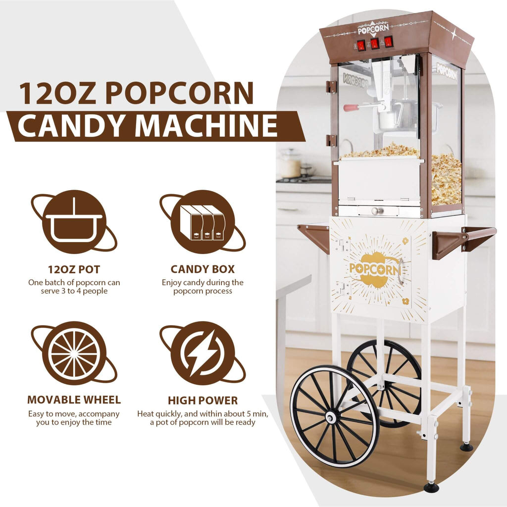 12-Ounce Commercial Retro Popcorn Machine Cart With Candy Boxes (SAK80954) – SAKSBY WHOLESALE, view 3