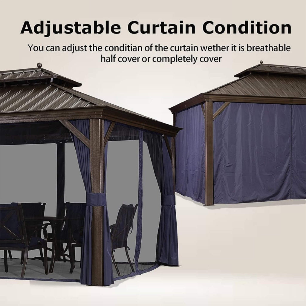 [12X20FT] Alora Heavy-Duty Outdoor Backyard Hardtop Gazebo With Netting And Curtains (SAK18352) – SAKSBY WHOLESALE, view 8