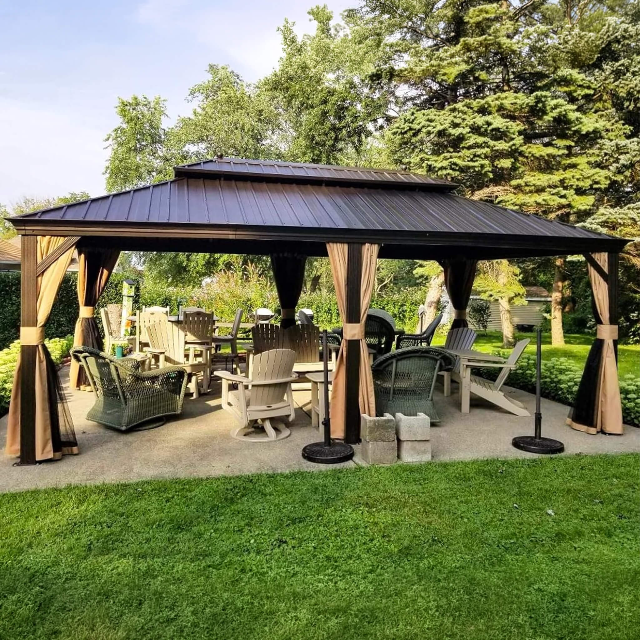 [12X20FT] Alora Heavy-Duty Outdoor Backyard Hardtop Gazebo With Netting And Curtains (SAK18352) – SAKSBY WHOLESALE, view 9
