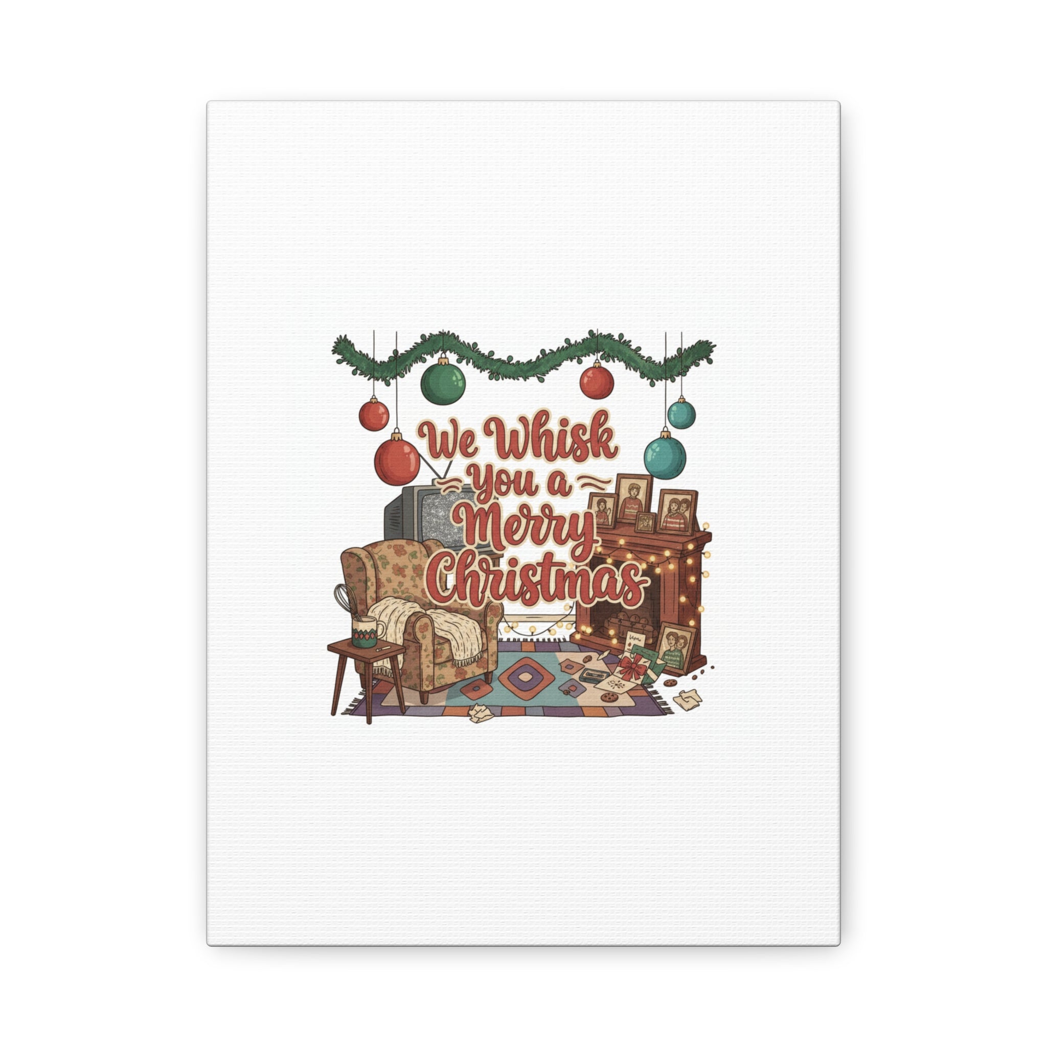 We Whisk You a Merry Christmas Canvas | Retro Christmas Decor, Vintage Holiday Print