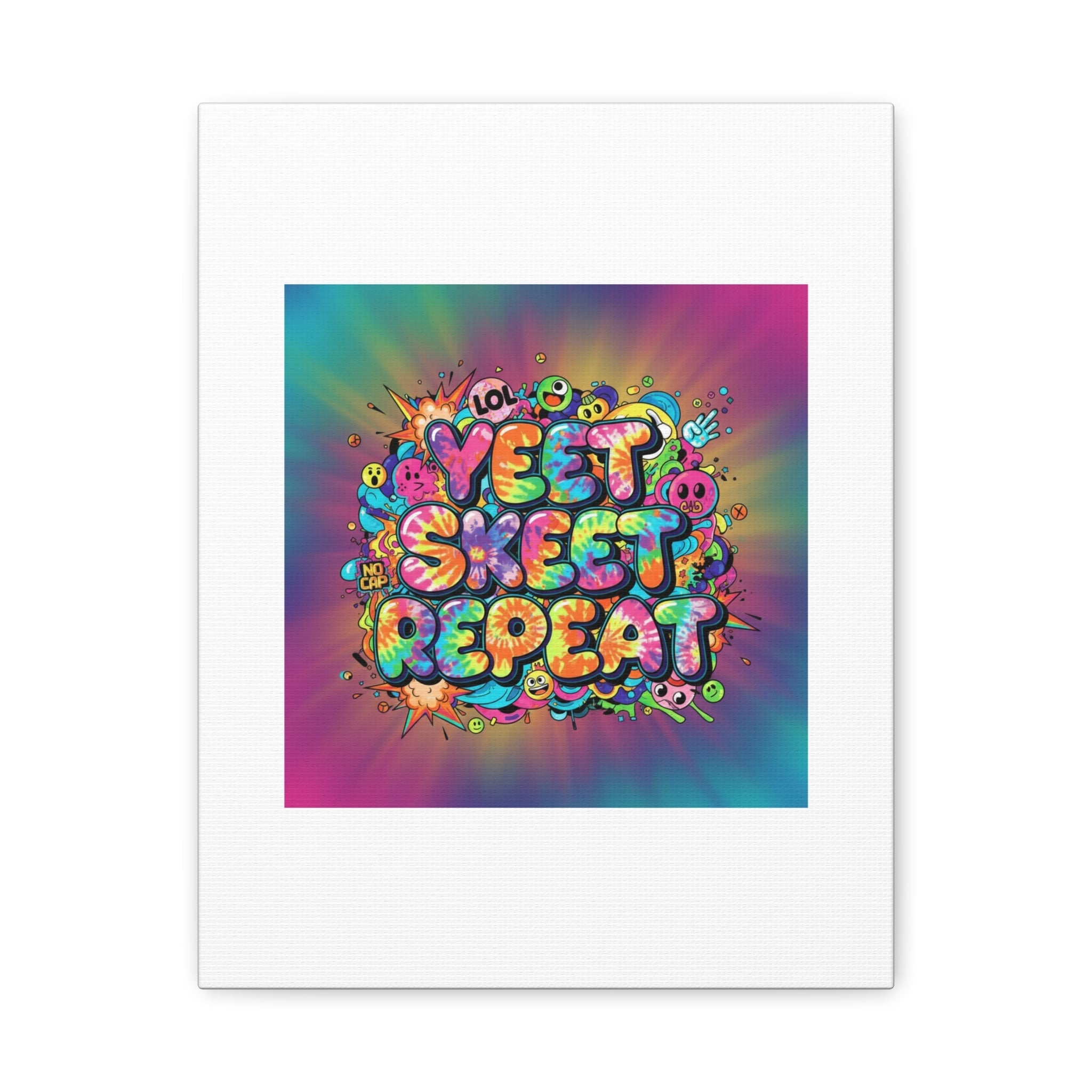 Yeet Skeet Repeat Canvas | Slogan & Glitch Graphic, Meme Phrase Wall Art