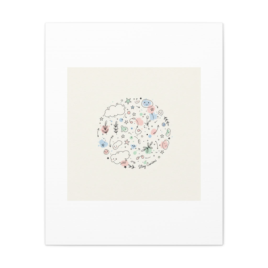 Doodle Circle Line Drawing Matte Canvas, Hand-Drawn Sketch Art