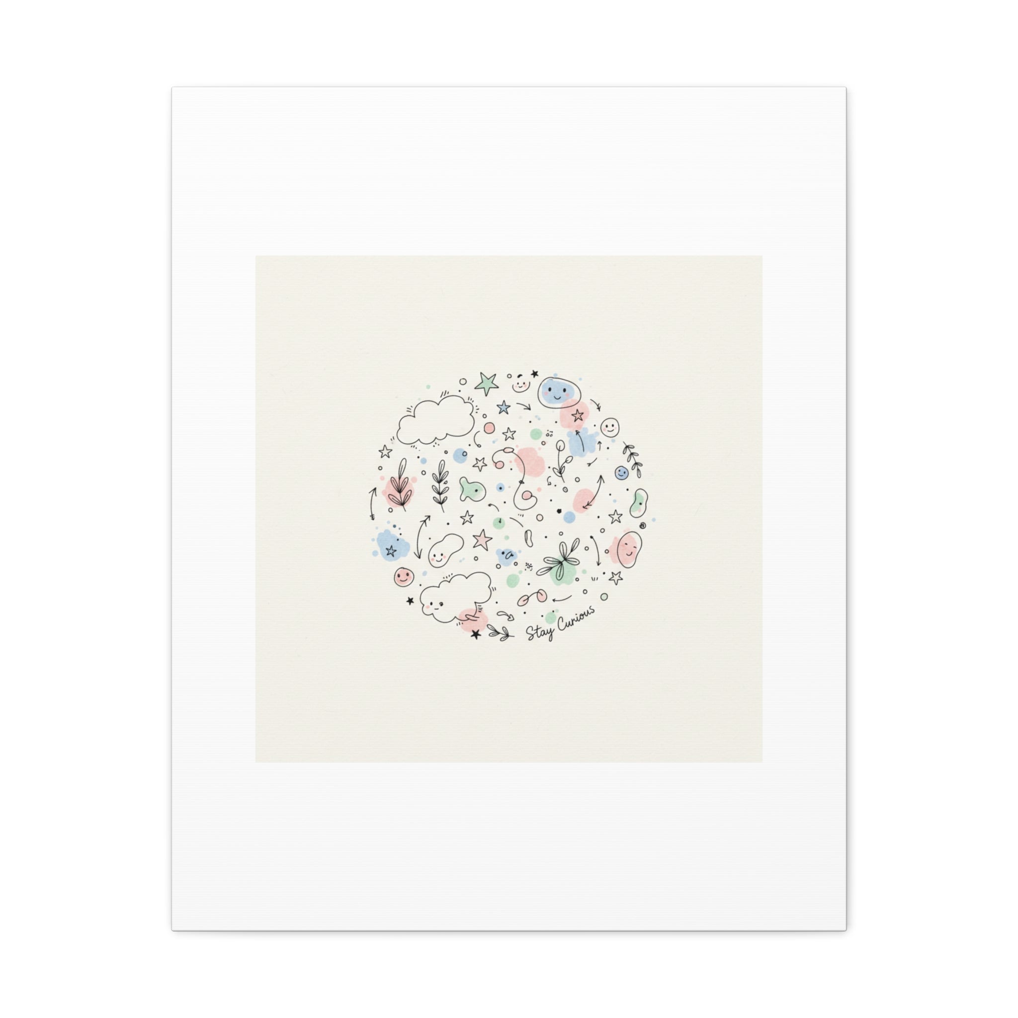 Doodle Circle Line Drawing Matte Canvas, Hand-Drawn Sketch Art