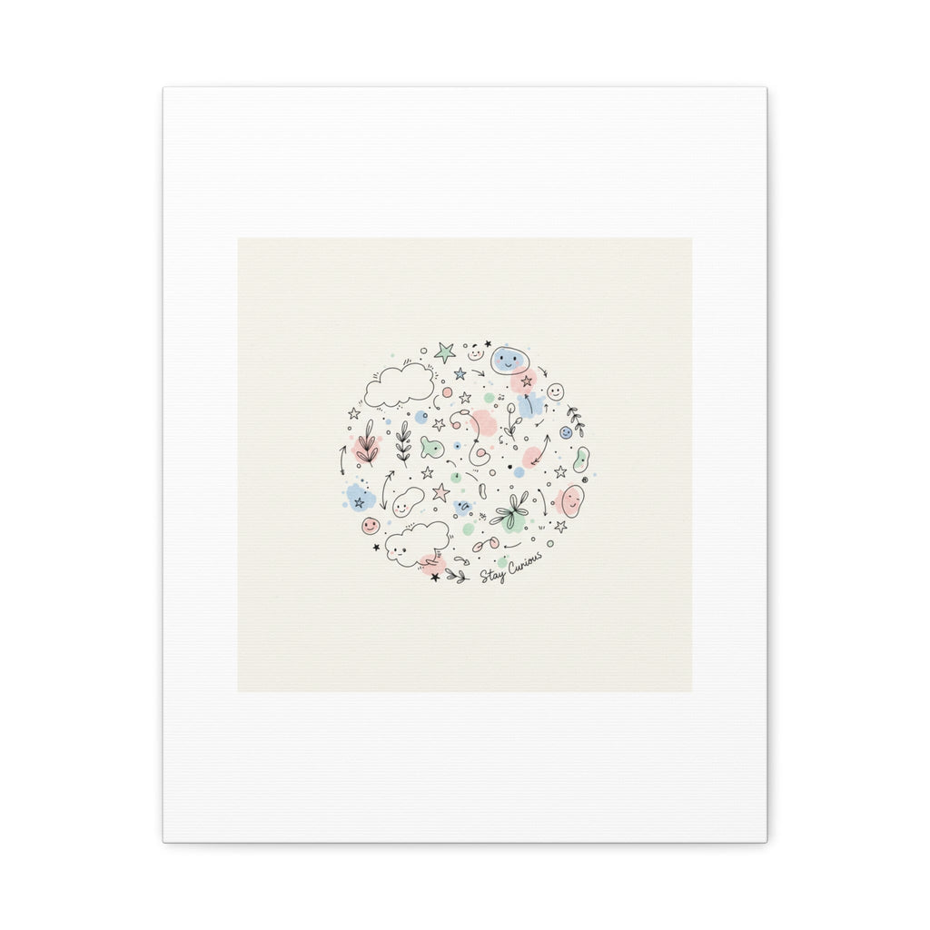 Doodle Circle Line Drawing Matte Canvas, Hand-Drawn Sketch Art