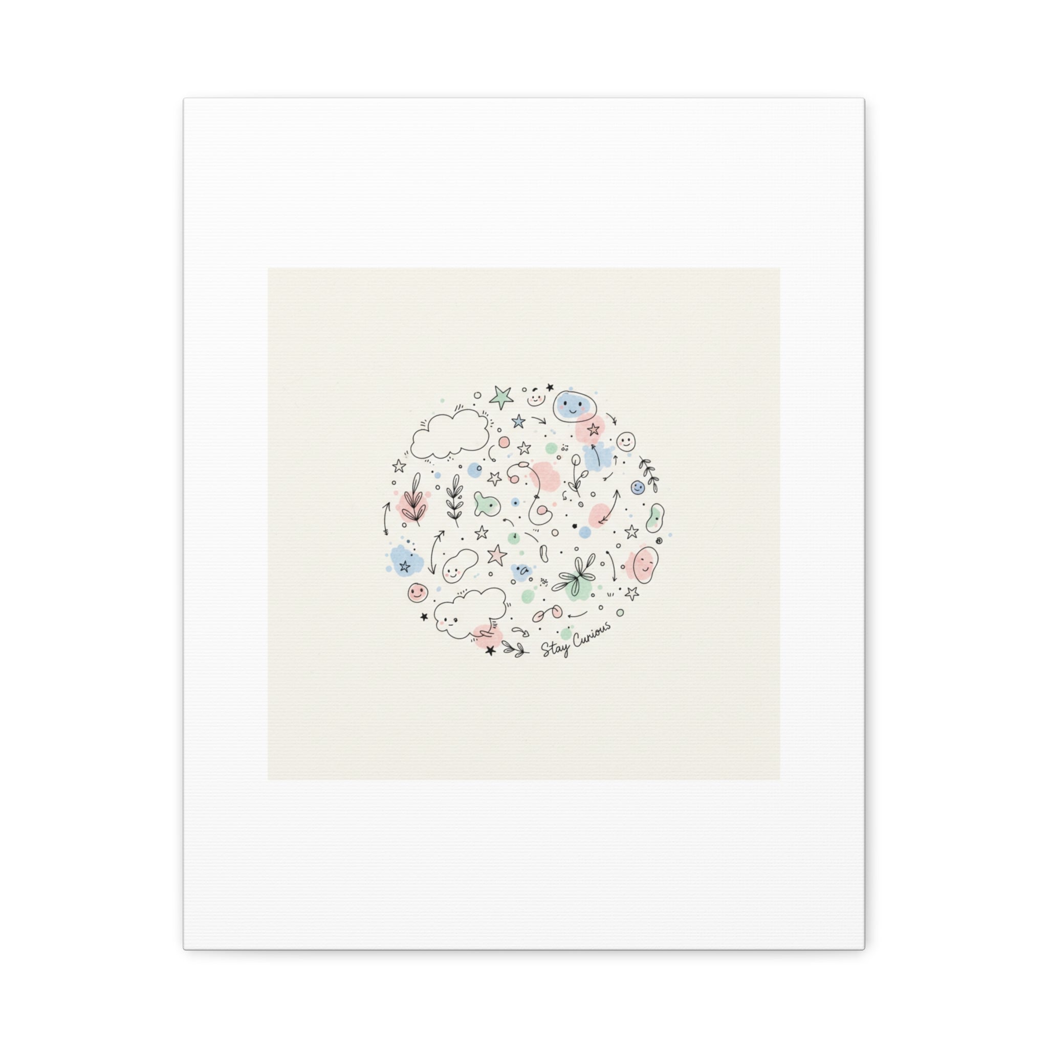 Doodle Circle Line Drawing Matte Canvas, Hand-Drawn Sketch Art