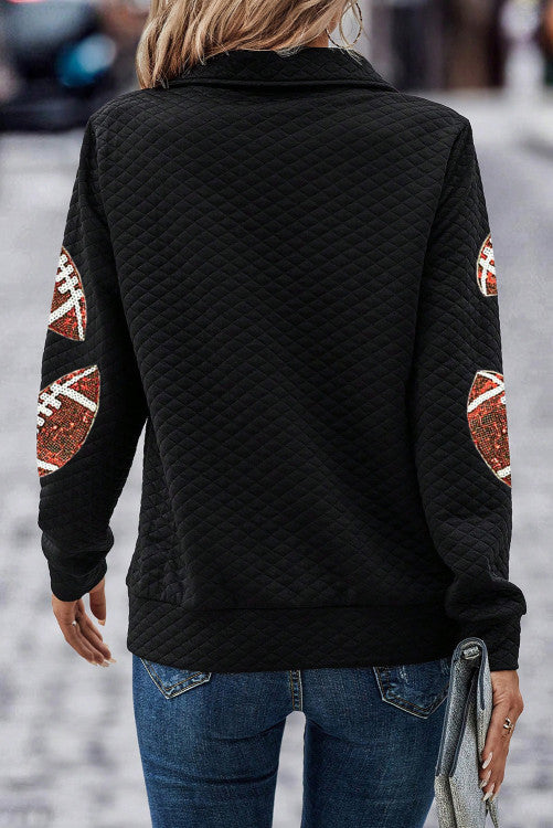 Pretty Little Patriot Pretty Little Patriot Football Quarter Zip — construction detail