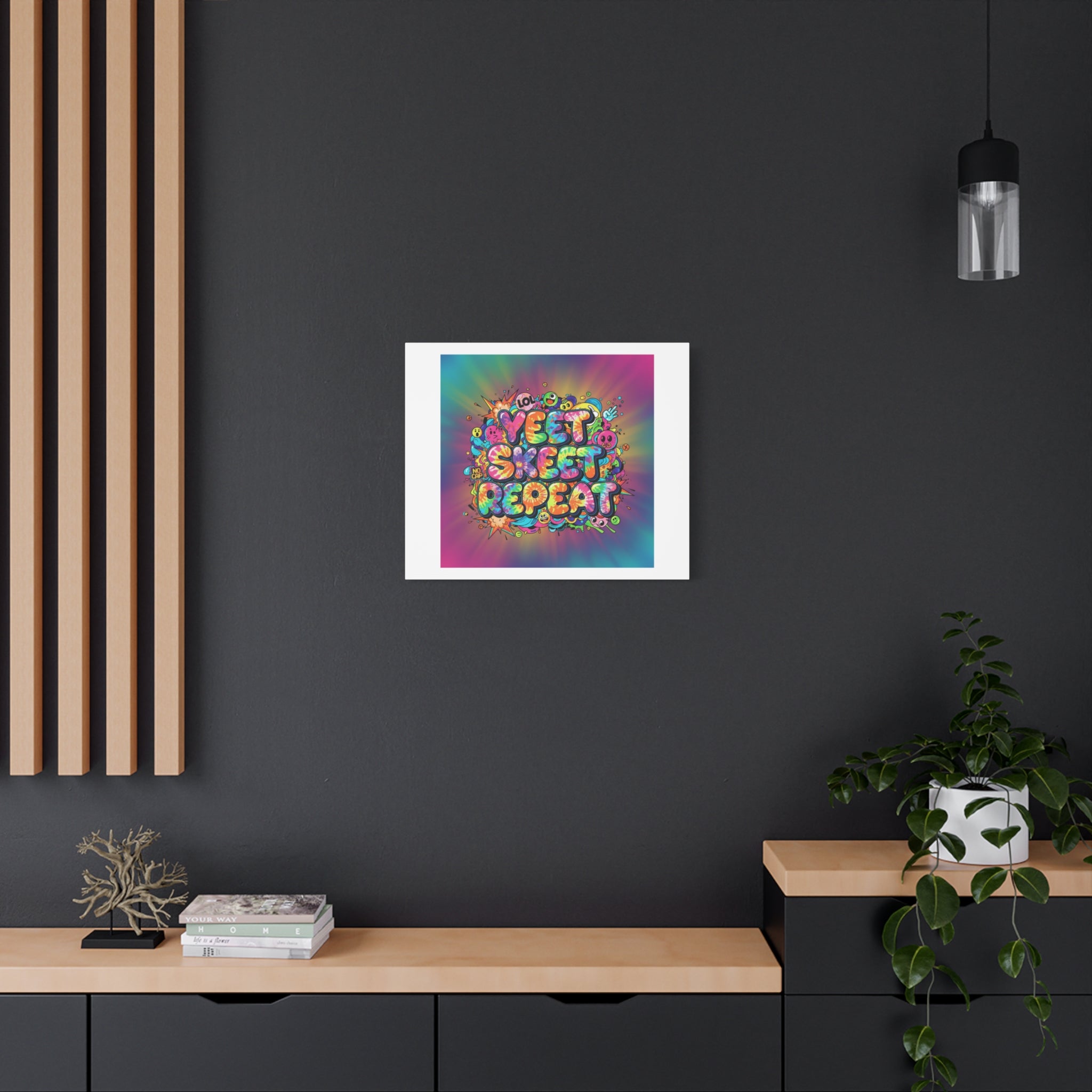 Yeet Skeet Repeat Canvas | Slogan & Glitch Graphic, Meme Phrase Wall Art