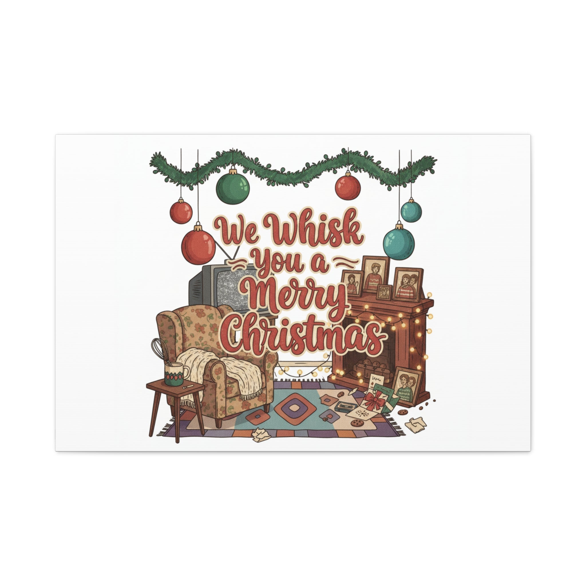 We Whisk You a Merry Christmas Canvas | Retro Christmas Decor, Vintage Holiday Print