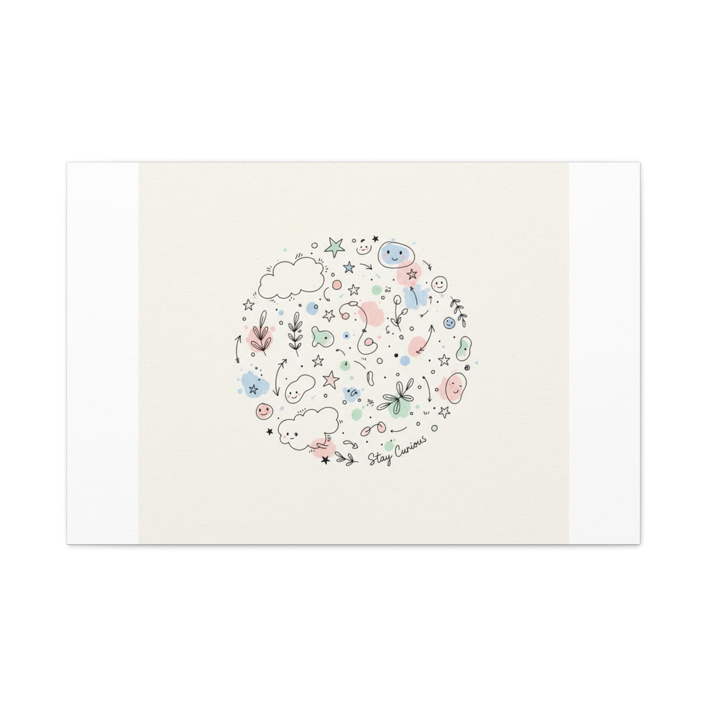 Doodle Circle Line Drawing Matte Canvas, Hand-Drawn Sketch Art