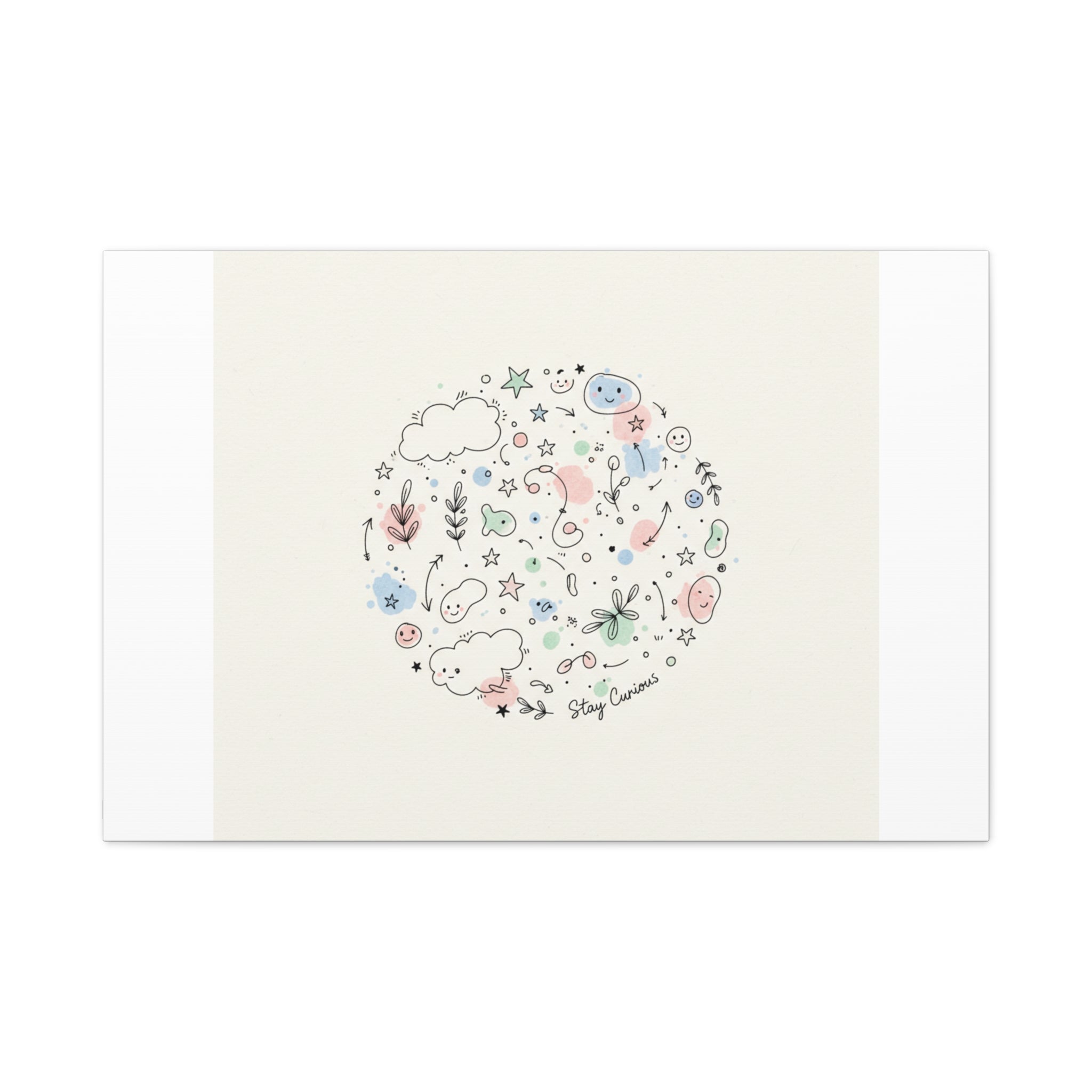 Doodle Circle Line Drawing Matte Canvas, Hand-Drawn Sketch Art